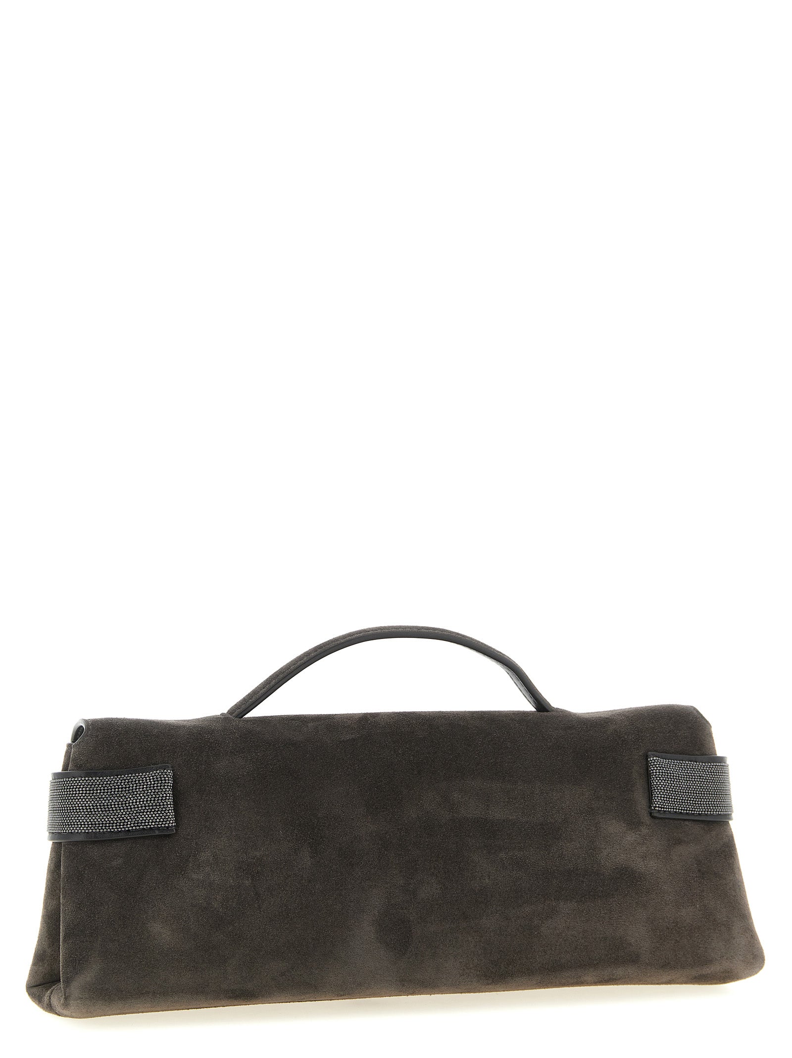 Brunello Cucinelli Essence Clutch Bag - Pepper Suede with Monili