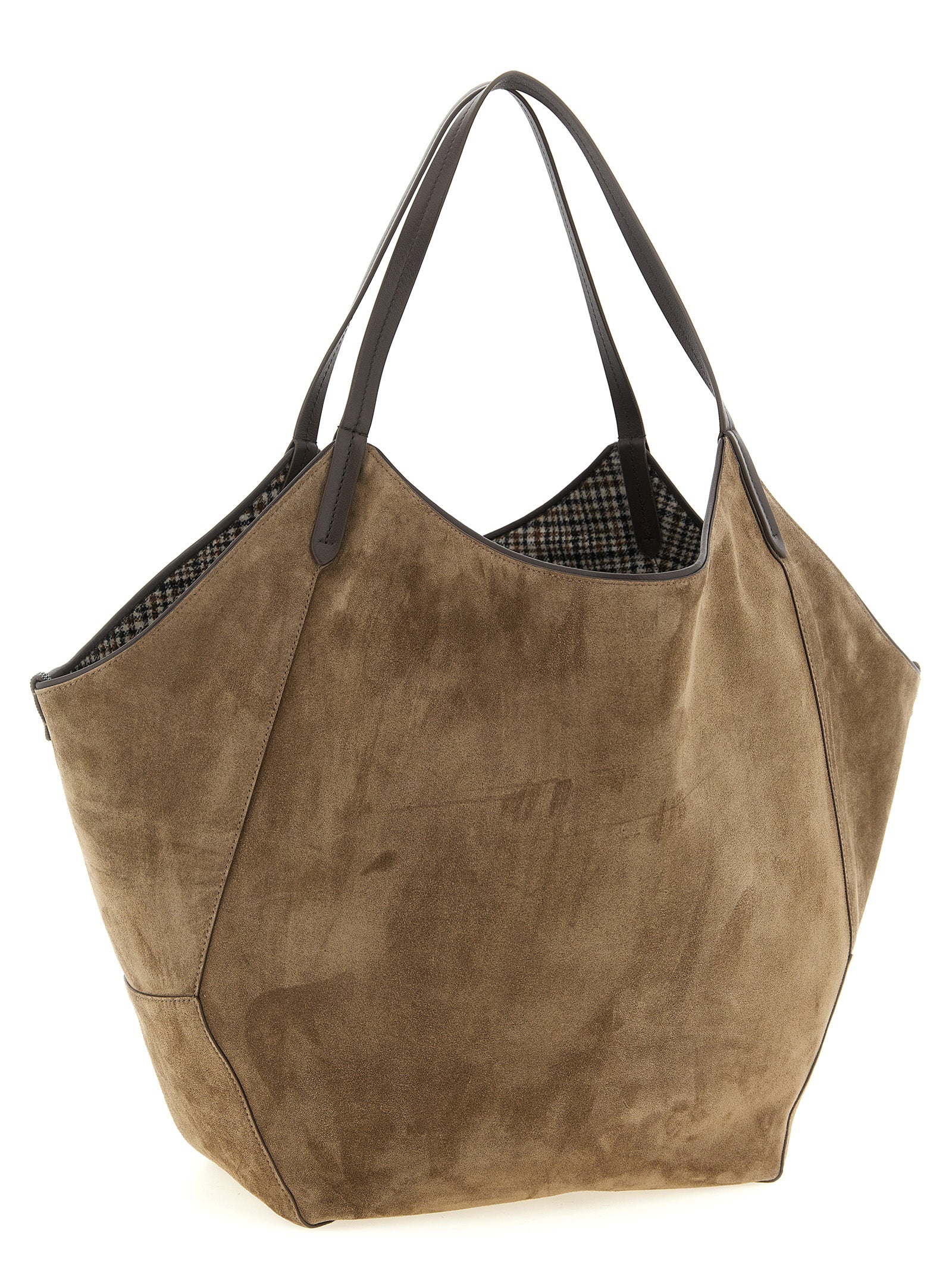 Brunello Cucinelli Reversible Duo Shopper - Brown Suede with Monili