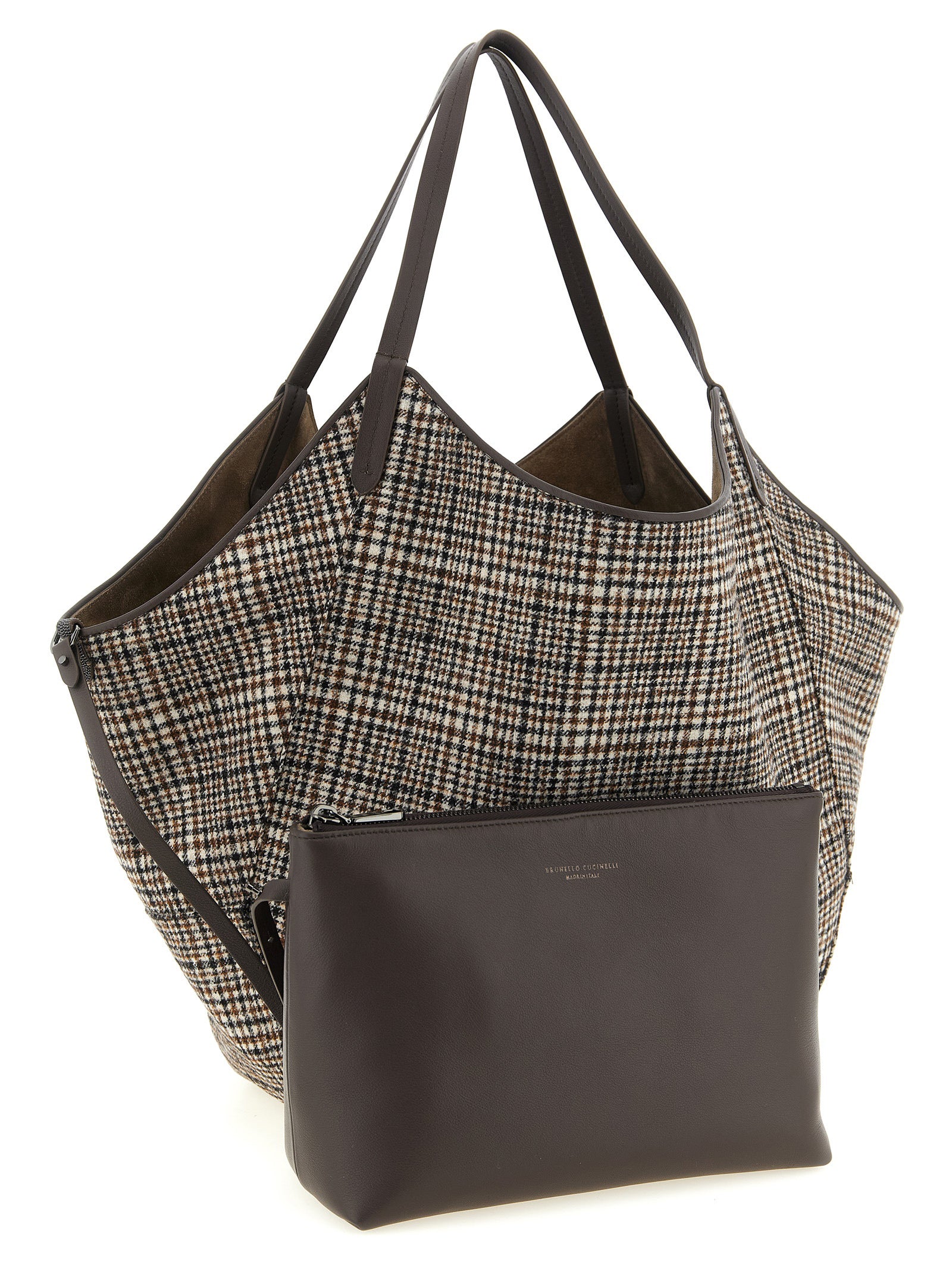 Brunello Cucinelli Reversible Duo Shopper - Brown Suede with Monili