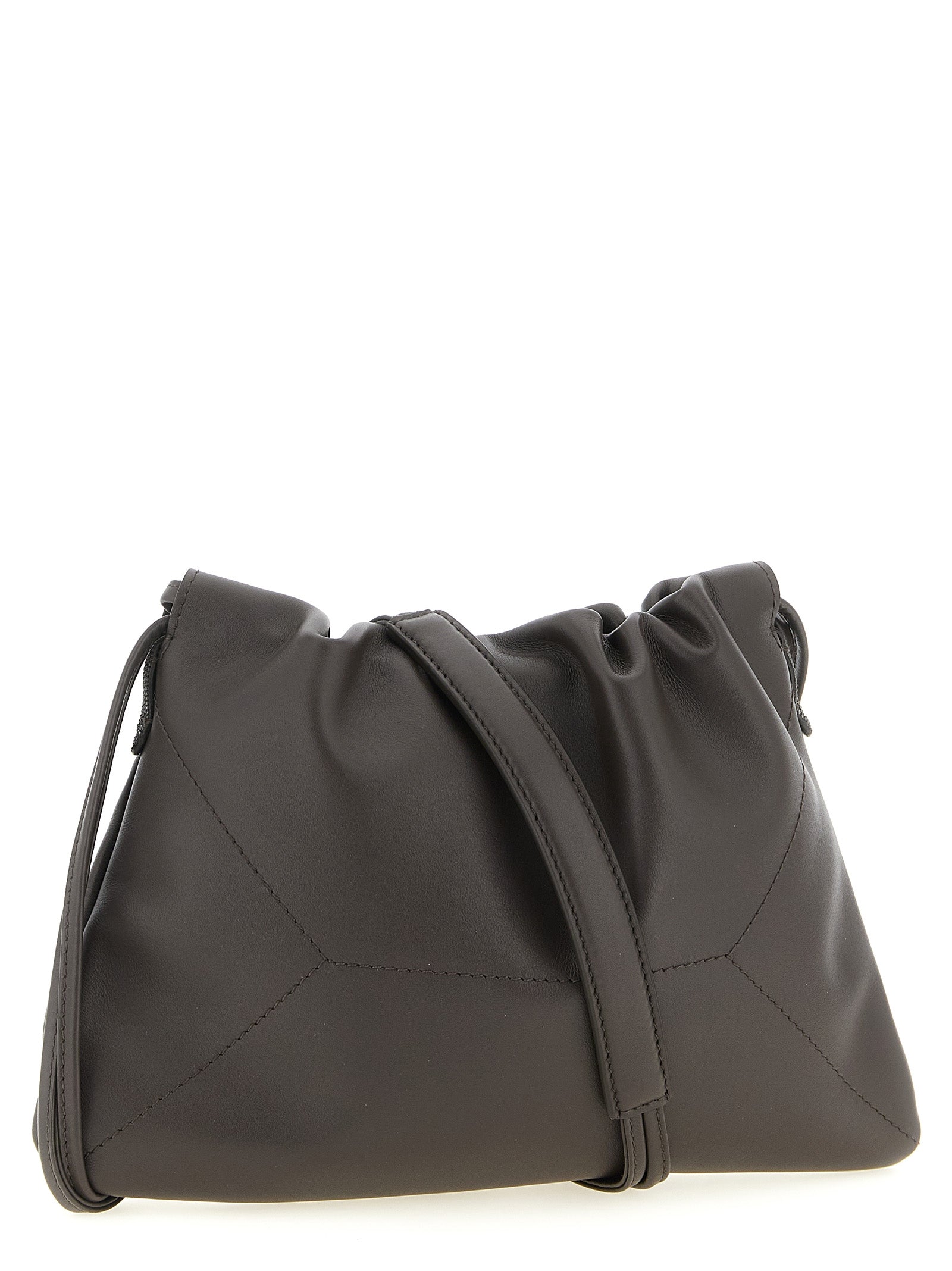 Brunello Cucinelli BC Duo Pouch Bag - Dark Brown Calfskin with Monili