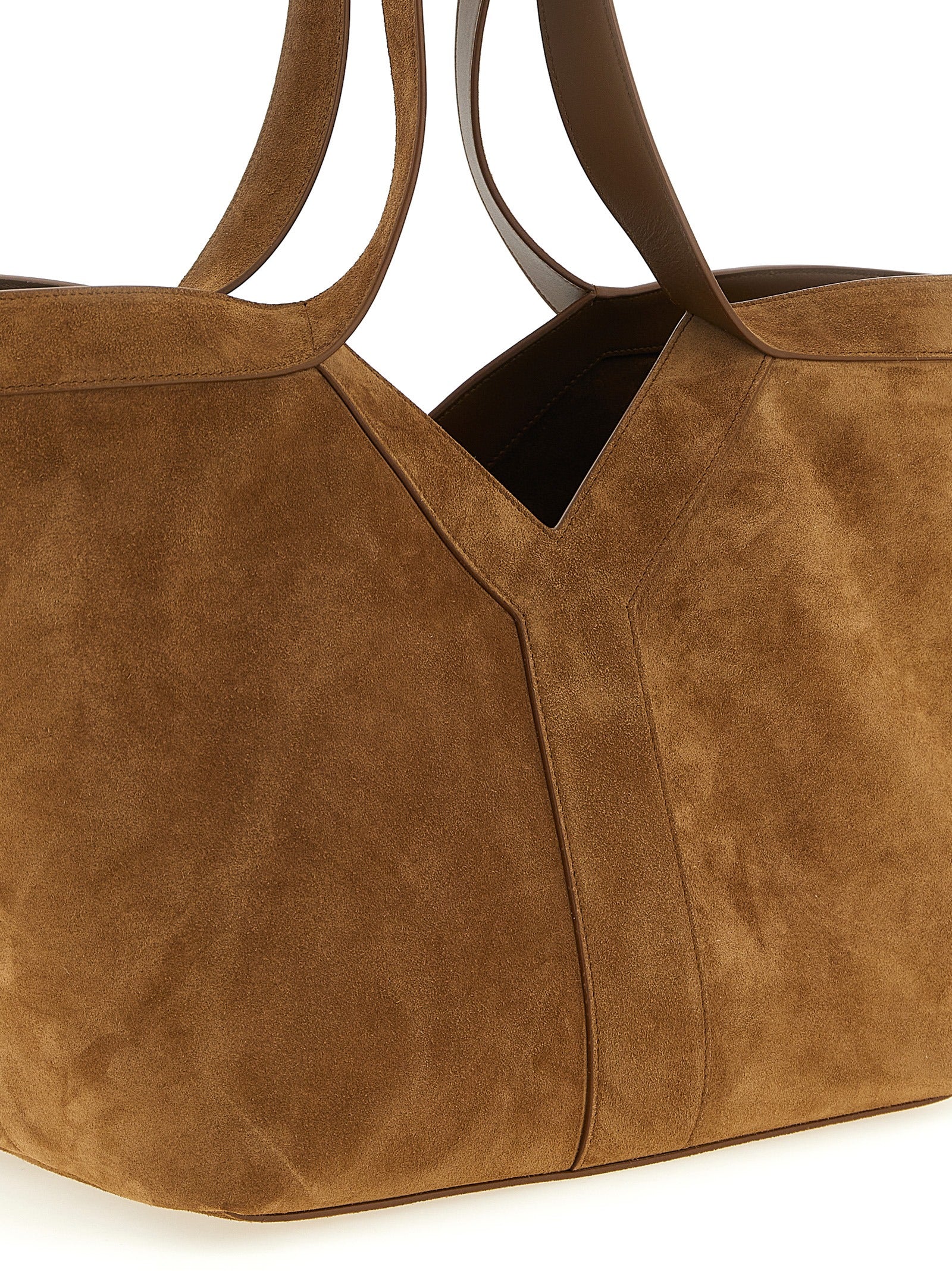 Saint Laurent Y Small Tote in Suede - Caramel Cognac