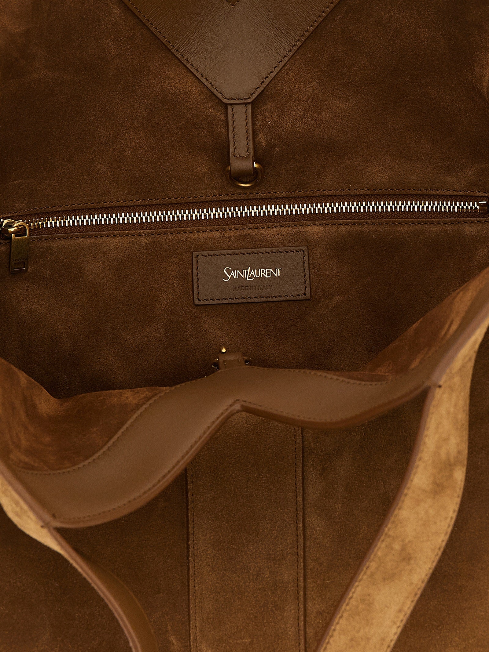 Saint Laurent Y Small Tote in Suede - Caramel Cognac