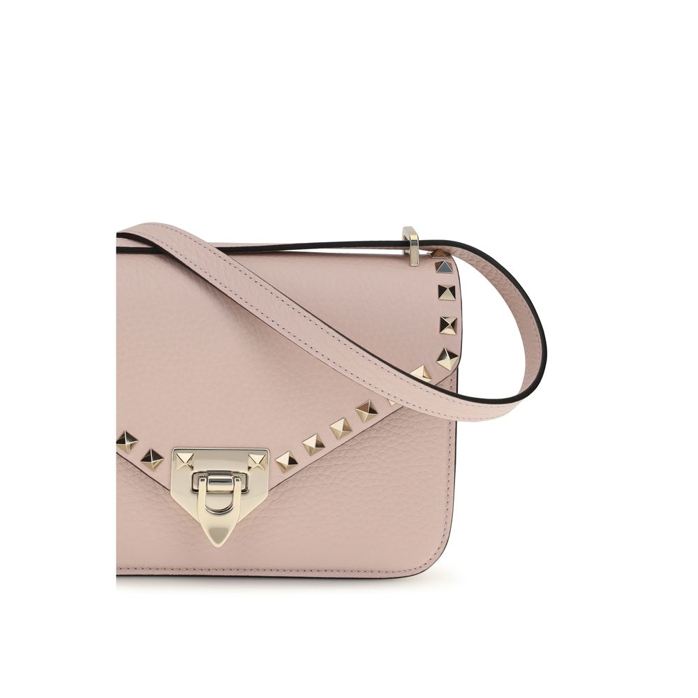 Valentino Garavani Rockstud Small Shoulder Bag in Grainy Calfskin - Pink