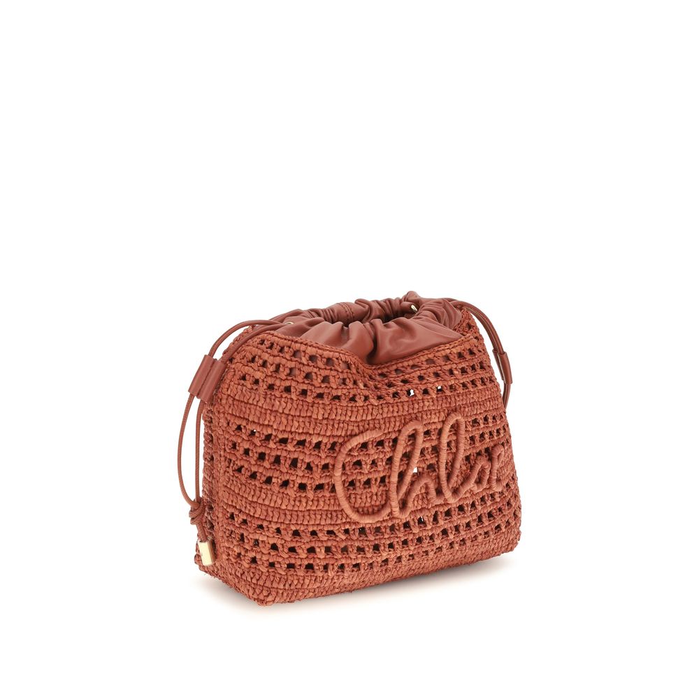 Chloé Summer Banana Mini Drawstring Shoulder Bag - Ginger Red Raffia