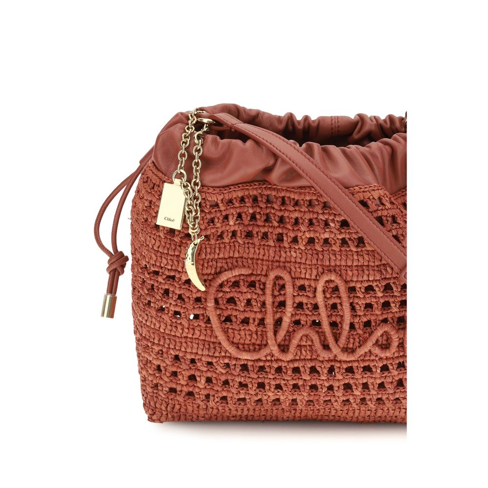Chloé Summer Banana Mini Drawstring Shoulder Bag - Ginger Red Raffia