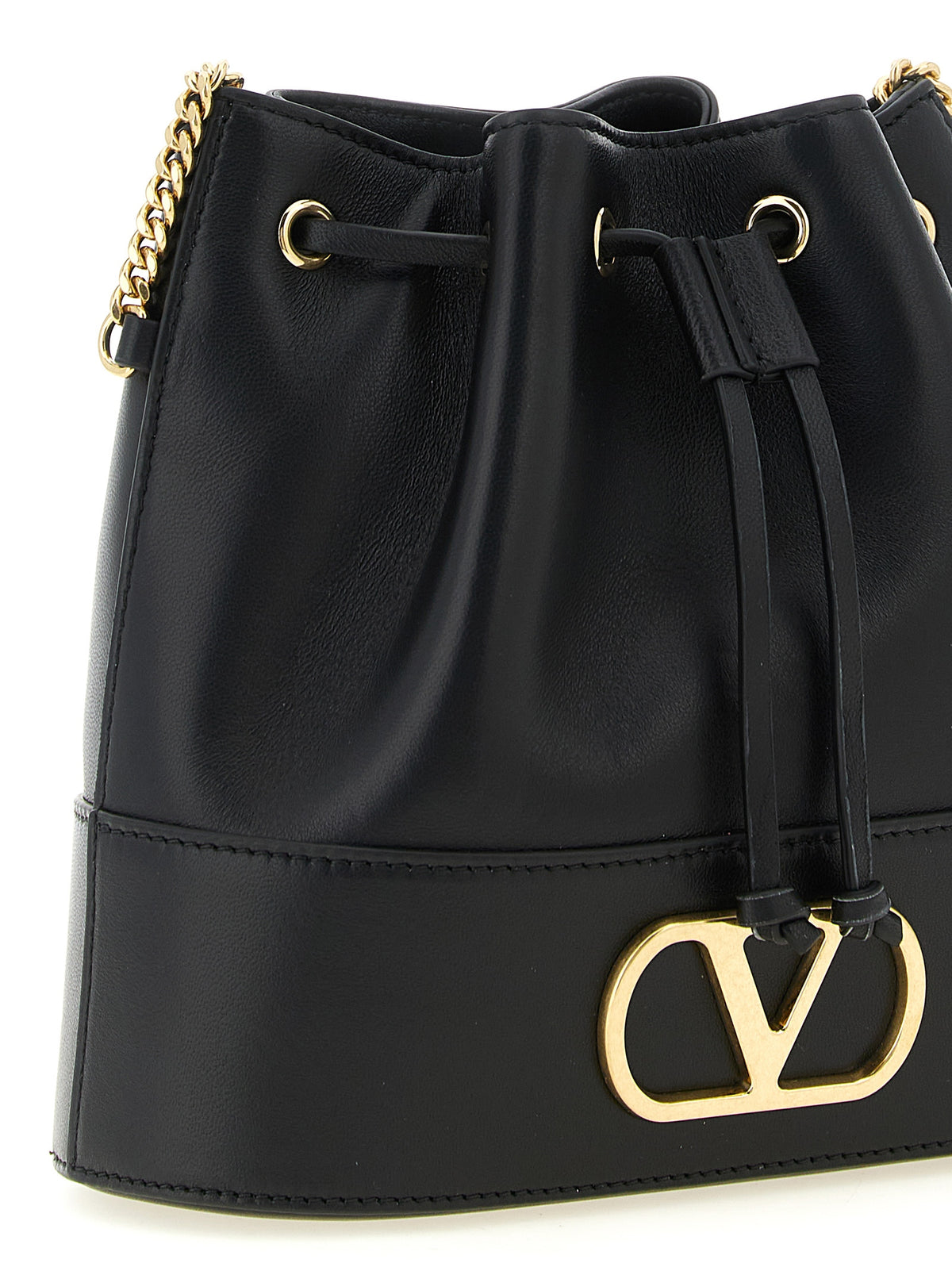 Valentino Garavani VLogo Signature Mini Bucket Bag - Black Nappa Leather