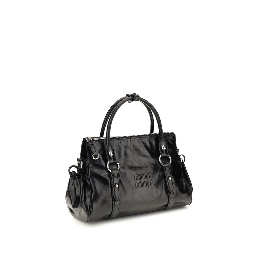 Miu Miu Glossy Leather Handbag - Black