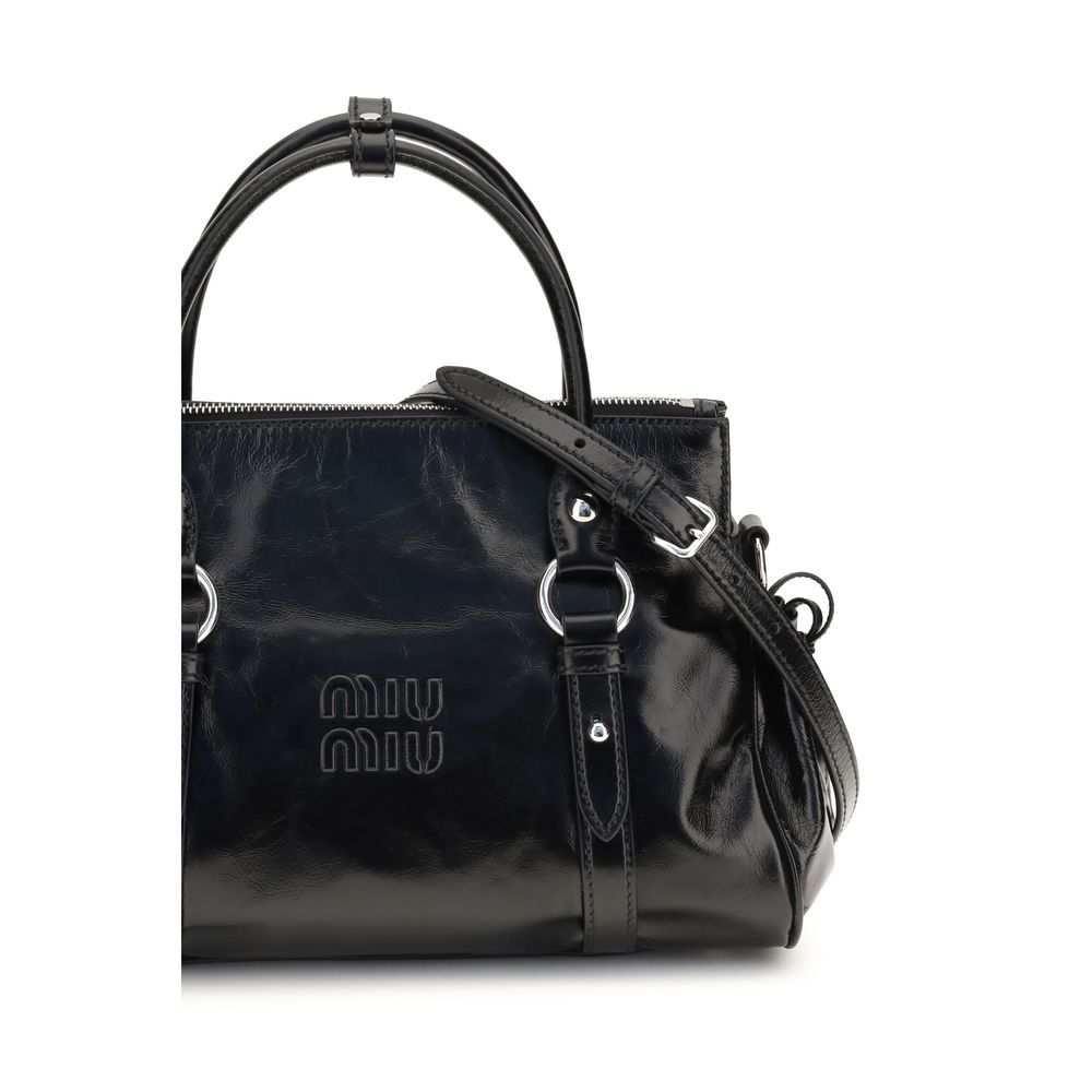 Miu Miu Glossy Leather Handbag - Black
