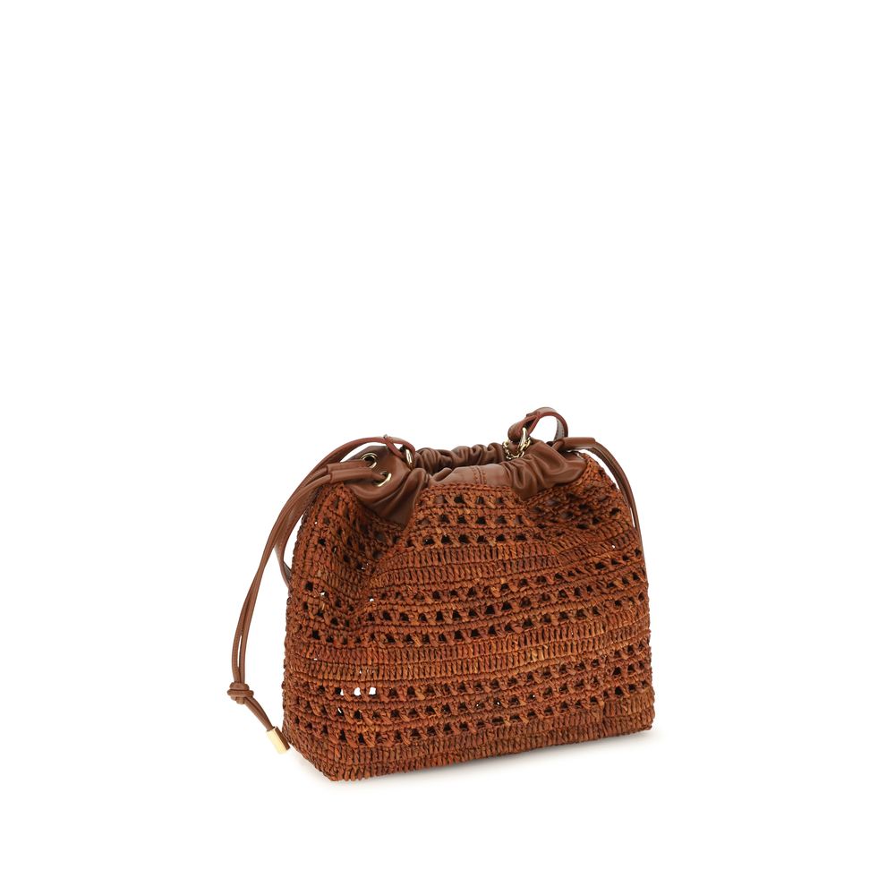 Chloé Summer Banana Mini Drawstring Shoulder Bag - Clay Brown Raffia