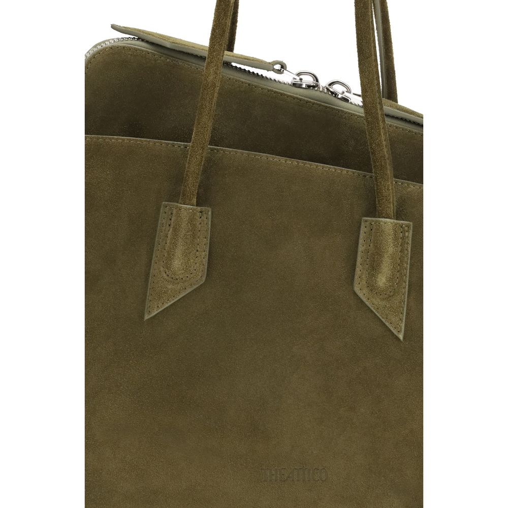 The Attico La Passeggiata Medium Top Handle - Khaki Suede