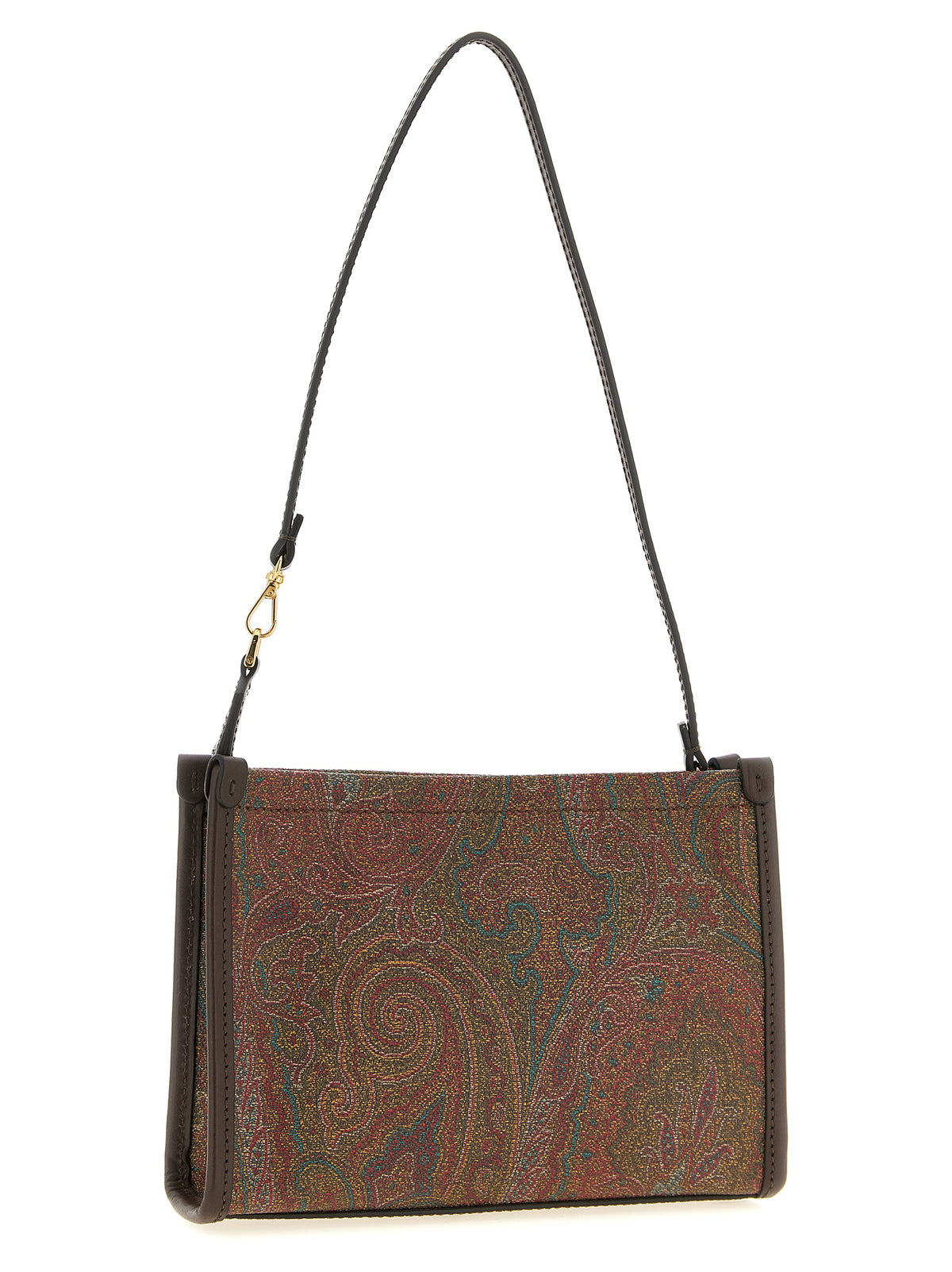 Etro Arnica Pouch with Pegaso Detail - Brown Paisley Jacquard Fabric