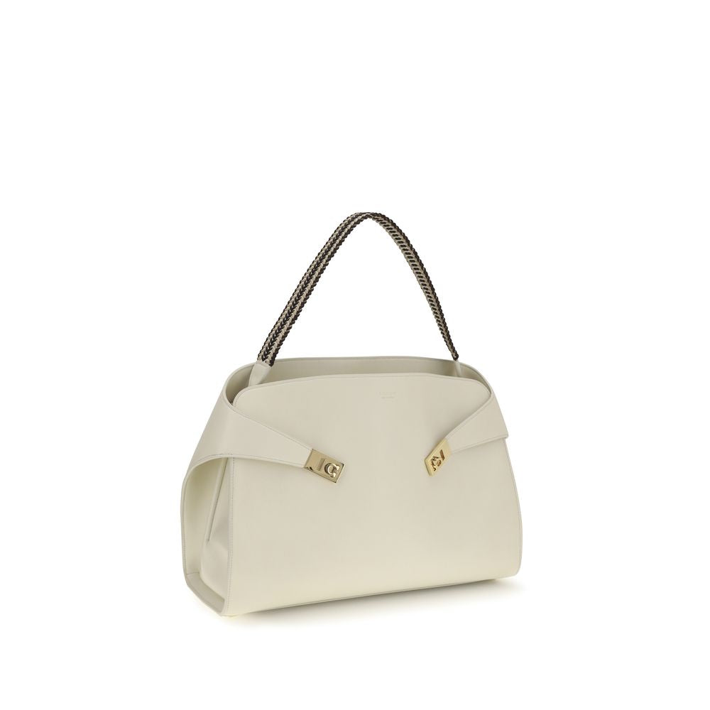 Ferragamo Hug Large Soft Shoulder Bag - Mascarpone / Testa di Moro