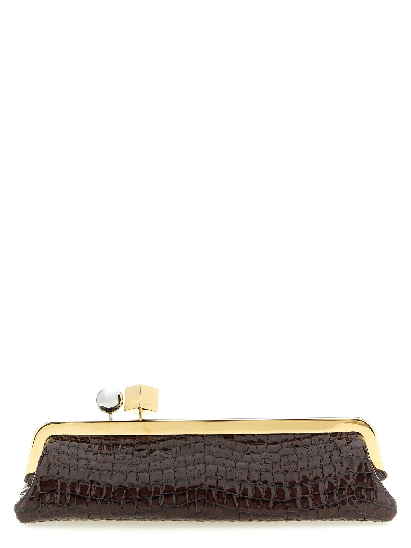 Jacquemus La Pochette Salon Long Clasp Bag - Brown Croc-Embossed Leather