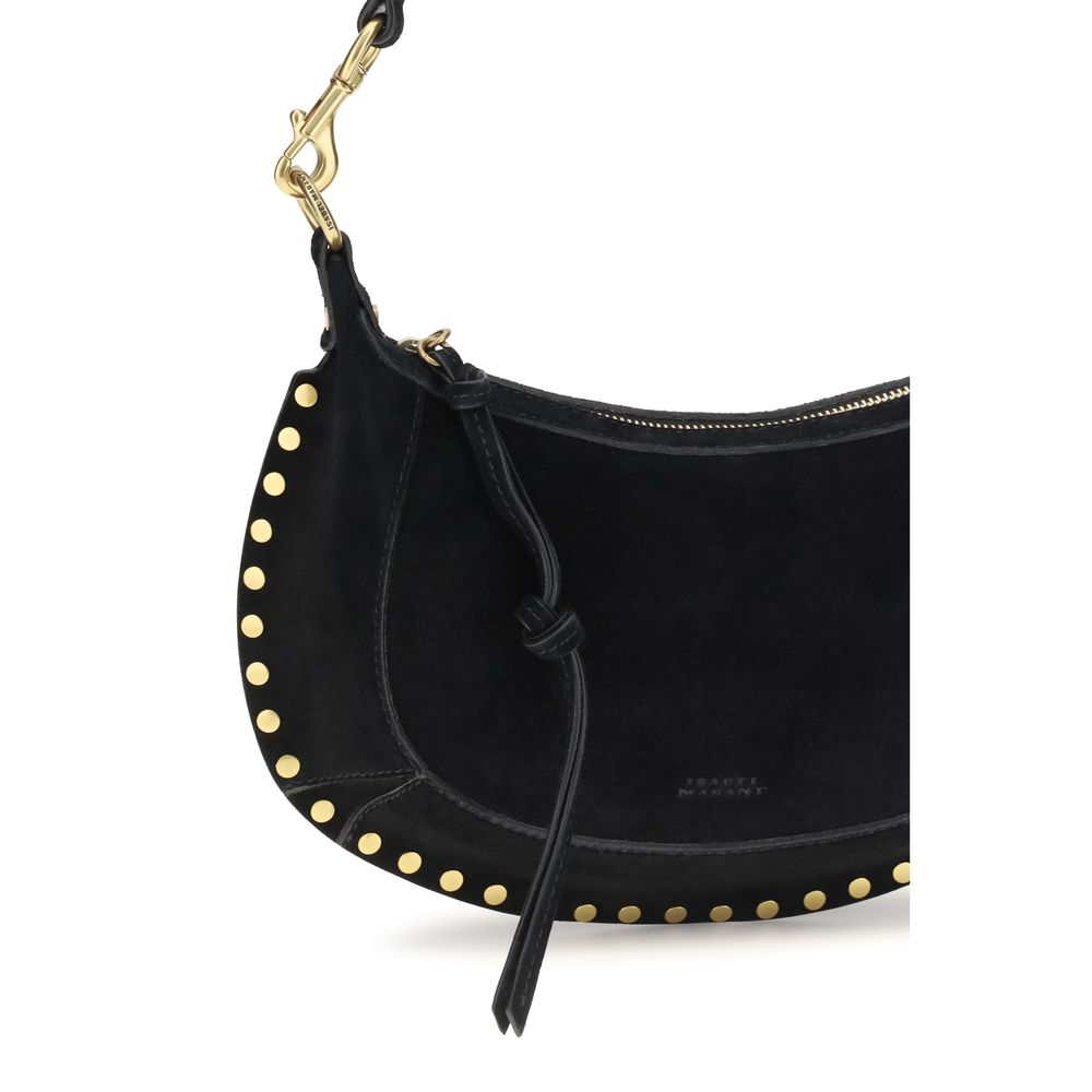 Isabel Marant Oskan Moon Suede Calfskin Shoulder Bag - Black