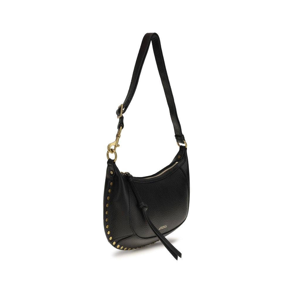 Isabel Marant Oskan Moon Grained Leather Shoulder Bag - Black