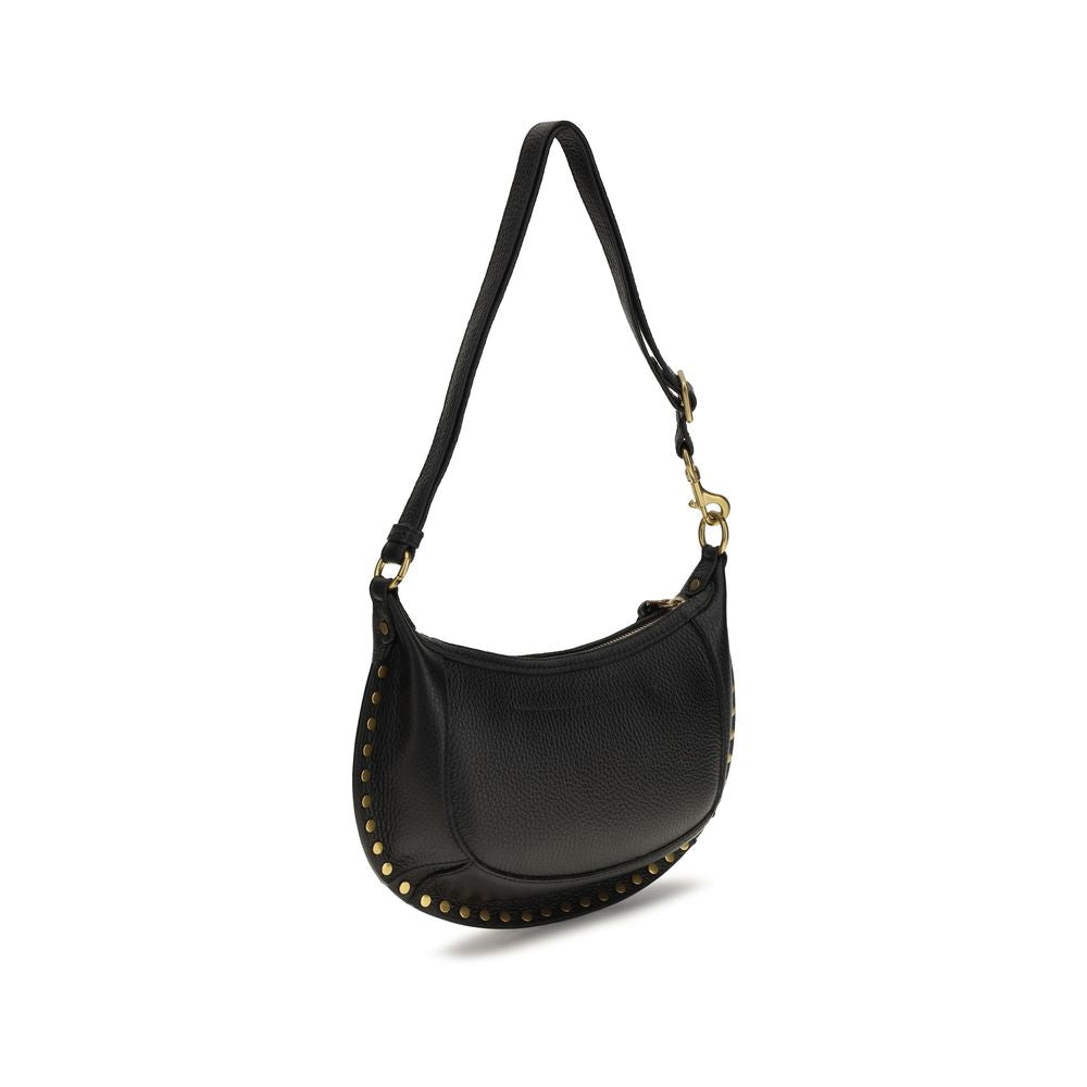 Isabel Marant Oskan Moon Grained Leather Shoulder Bag - Black