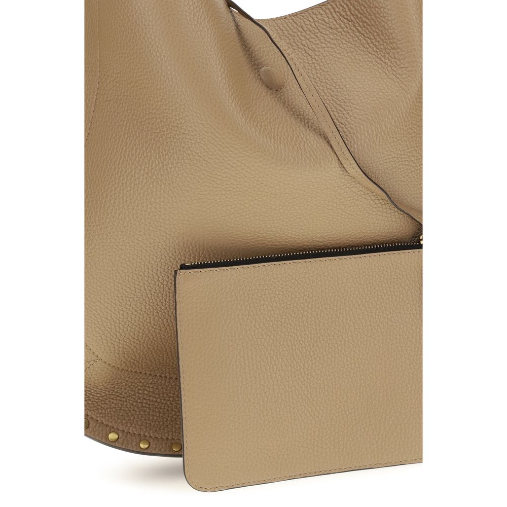 Isabel Marant Oskan Hobo Soft Grained Leather Bag - Cappuccino