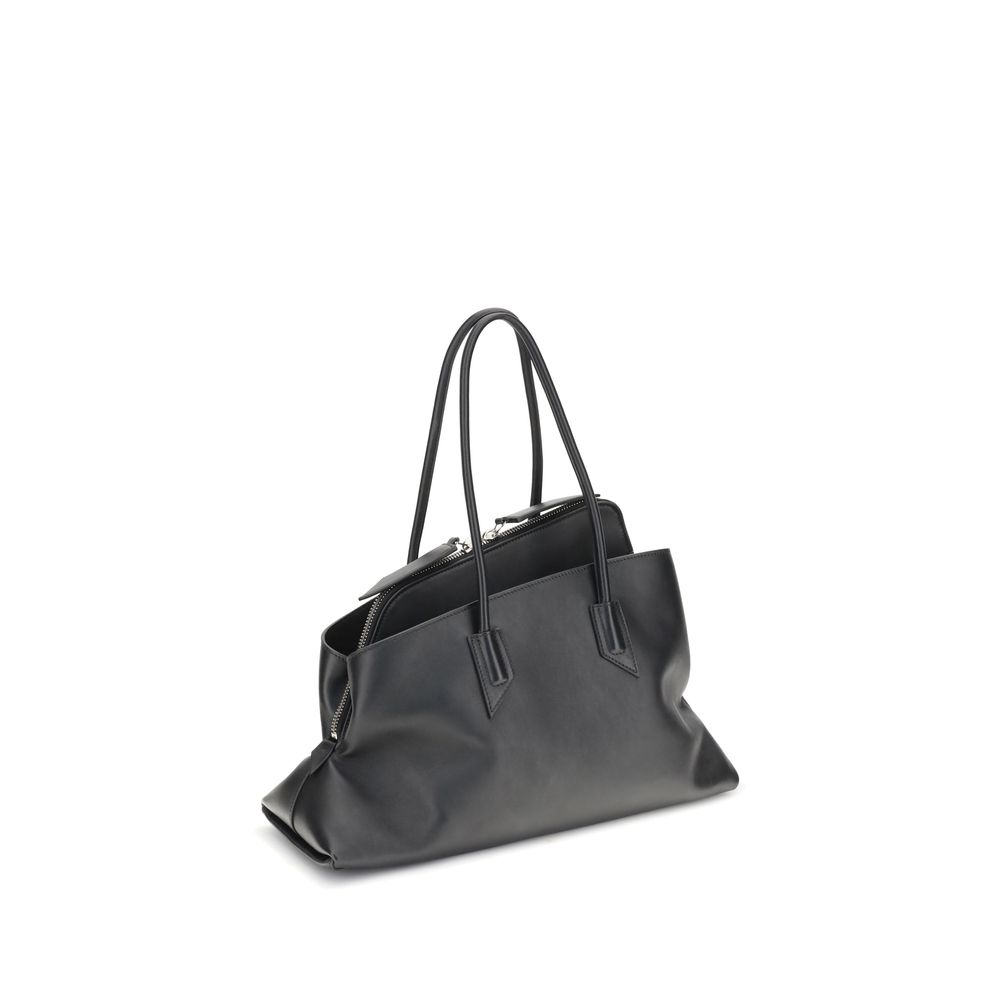 The Attico La Passeggiata Medium Top Handle - Black Smooth Leather