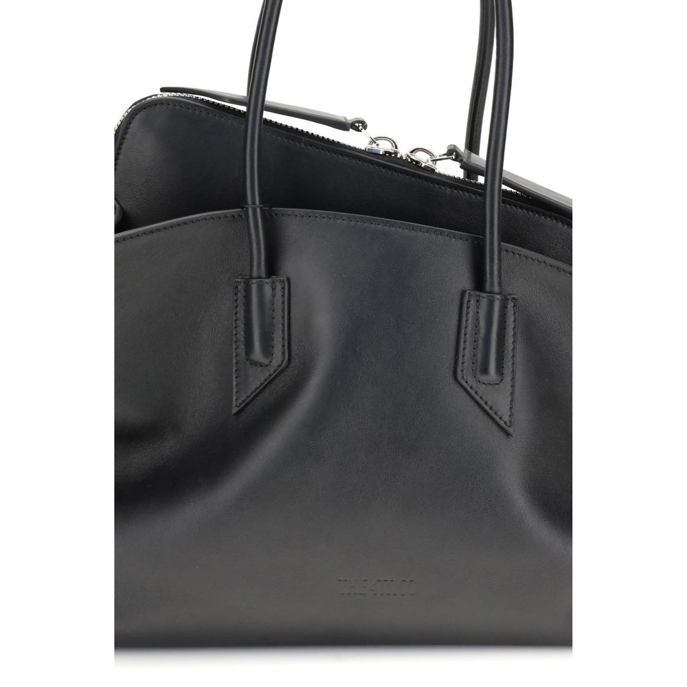The Attico La Passeggiata Medium Top Handle - Black Smooth Leather