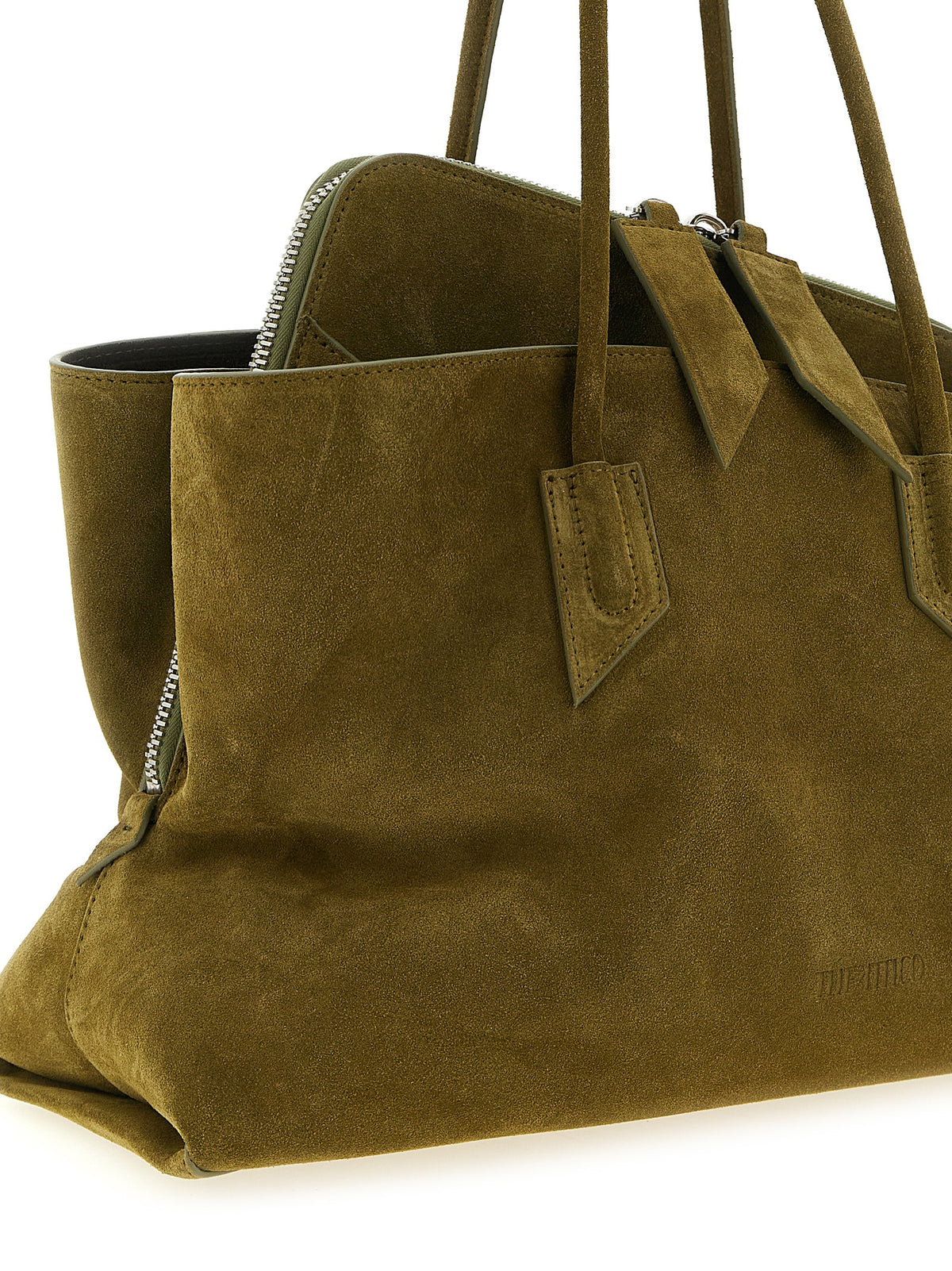 The Attico La Passeggiata Medium Top Handle - Khaki Suede