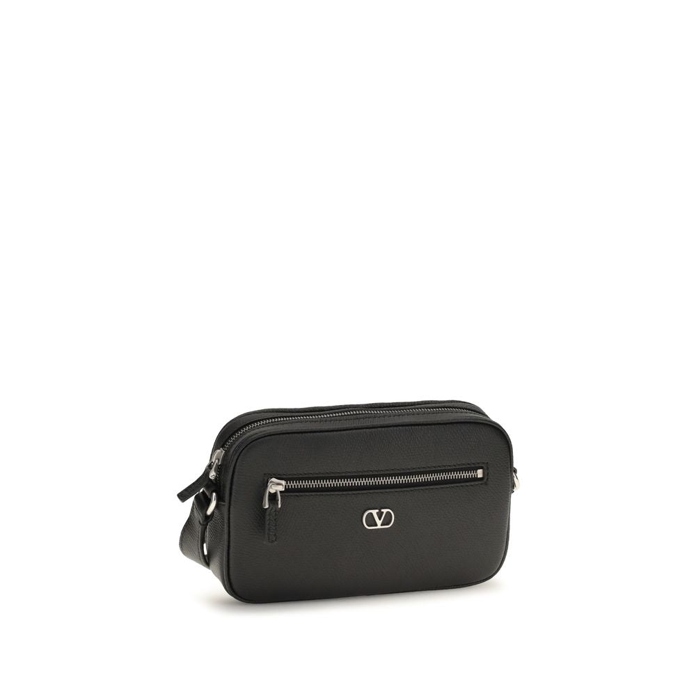 Valentino Garavani VLogo Signature Crossbody Bag - Black Grained Leather