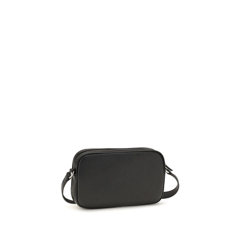 Valentino Garavani VLogo Signature Crossbody Bag - Black Grained Leather