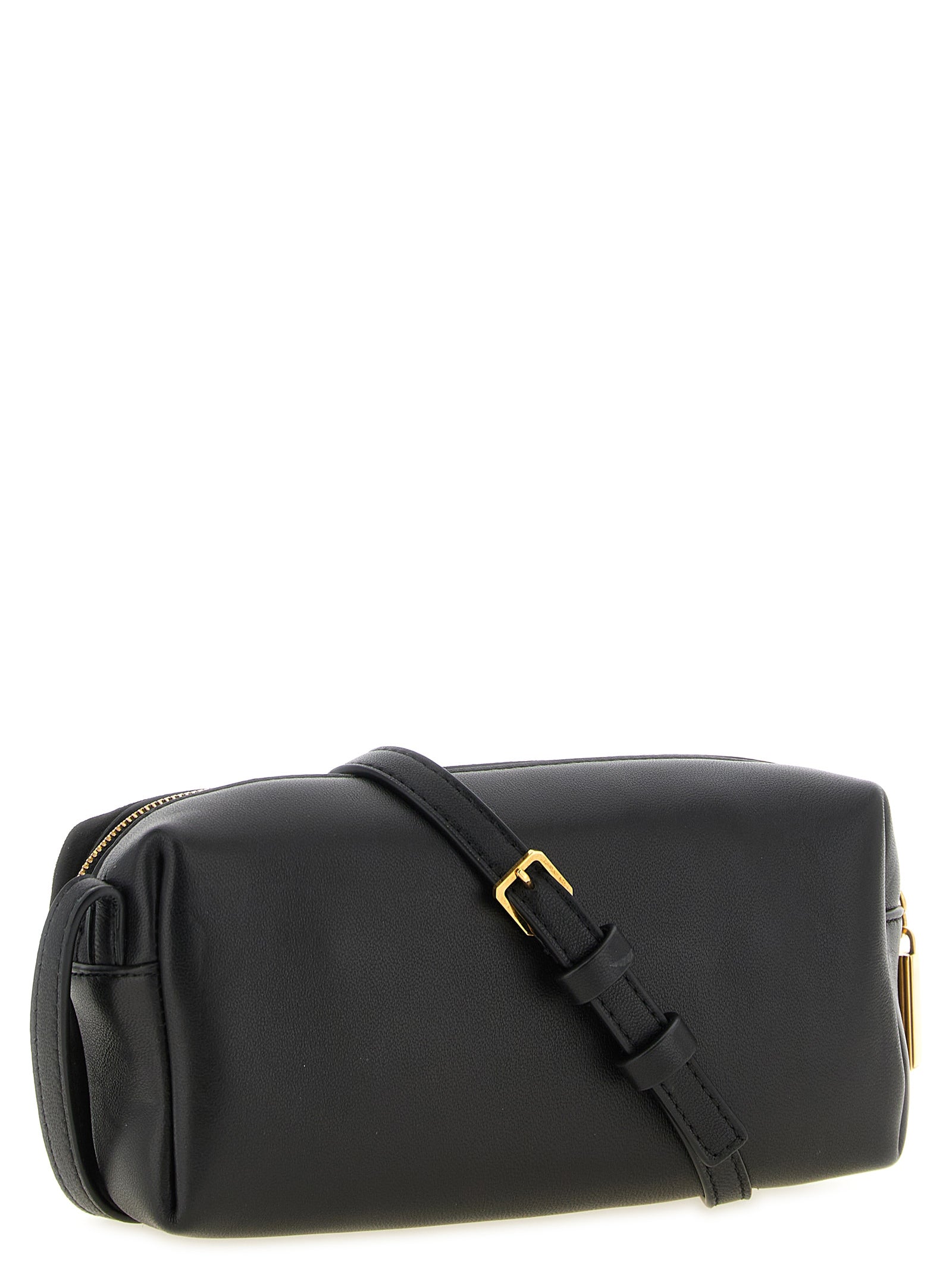 Khaite Kye Mini Crossbody Bag - Black Suede and Black Smooth Calfskin