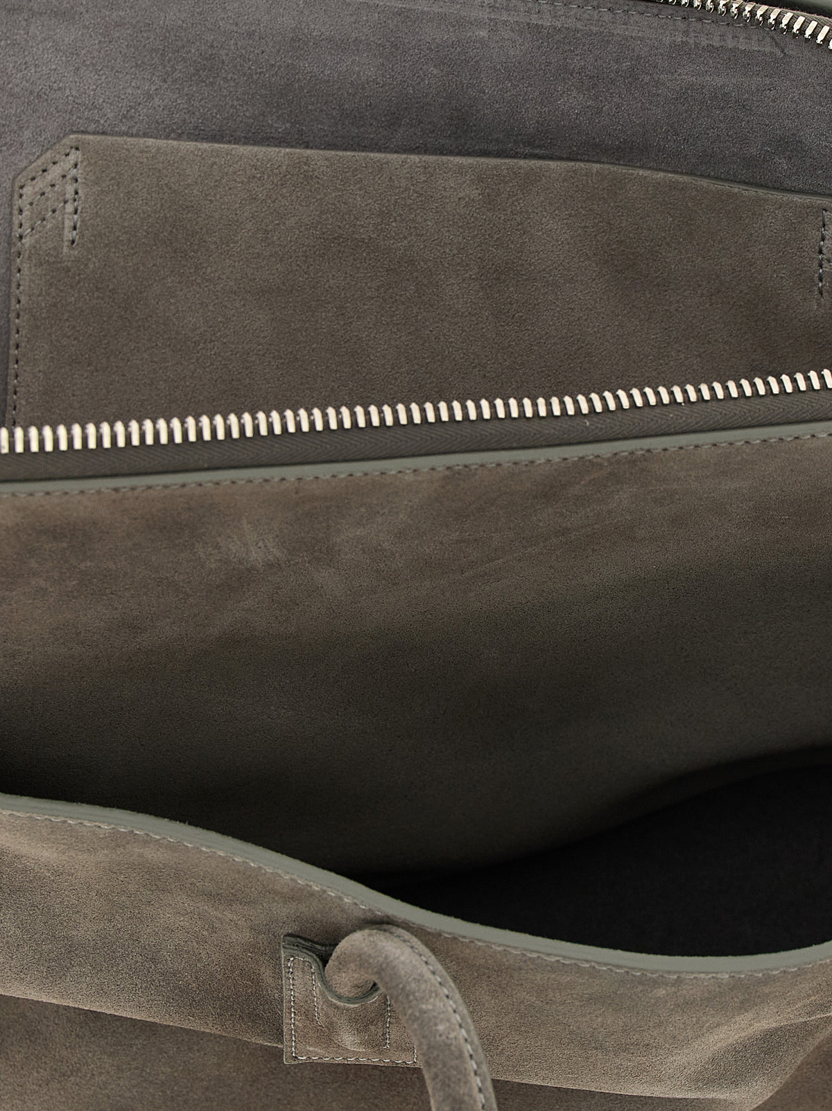 The Attico La Passeggiata Medium Top Handle - Dark Grey Suede