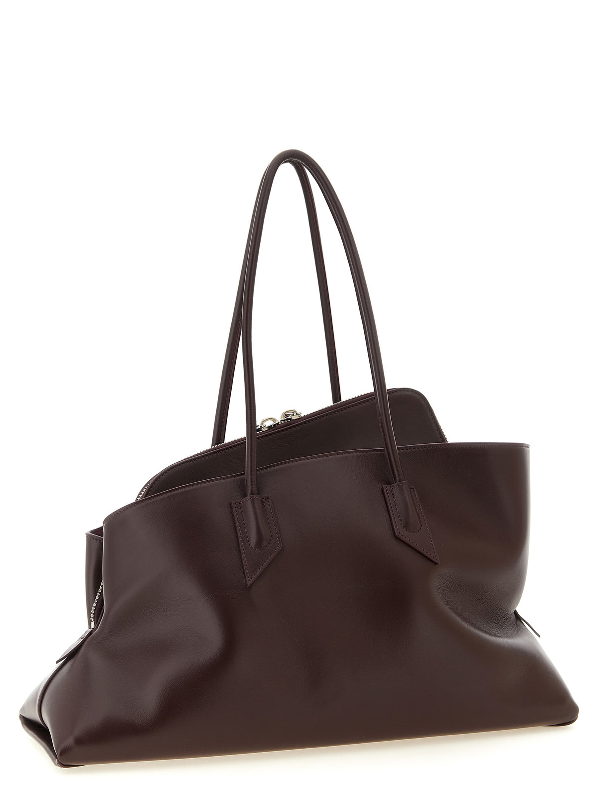 The Attico La Passeggiata Medium Top Handle - Viola Plum Smooth Leather