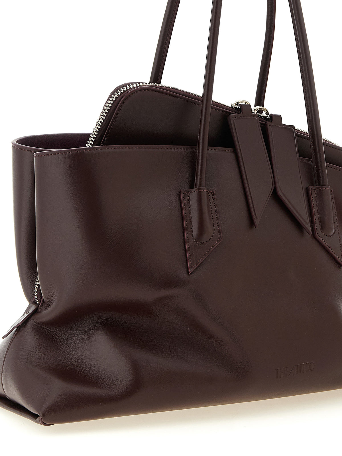 The Attico La Passeggiata Medium Top Handle - Viola Plum Smooth Leather