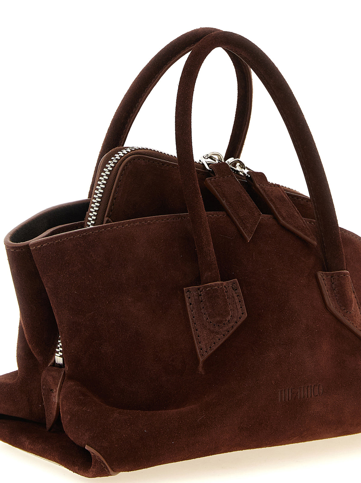 The Attico La Passeggiata Mini Top Handle - Chocolate Brown Suede