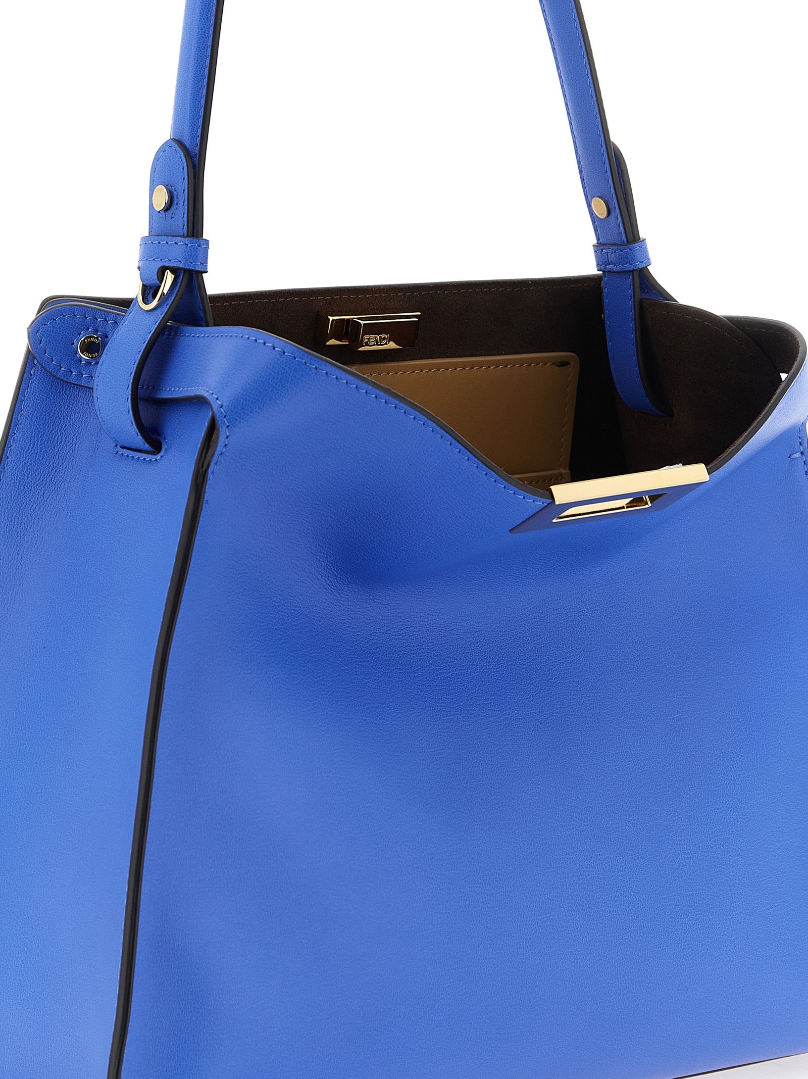 Fendi Way Medium - Coastal Sky Blue Leather and Cappuccino Suede