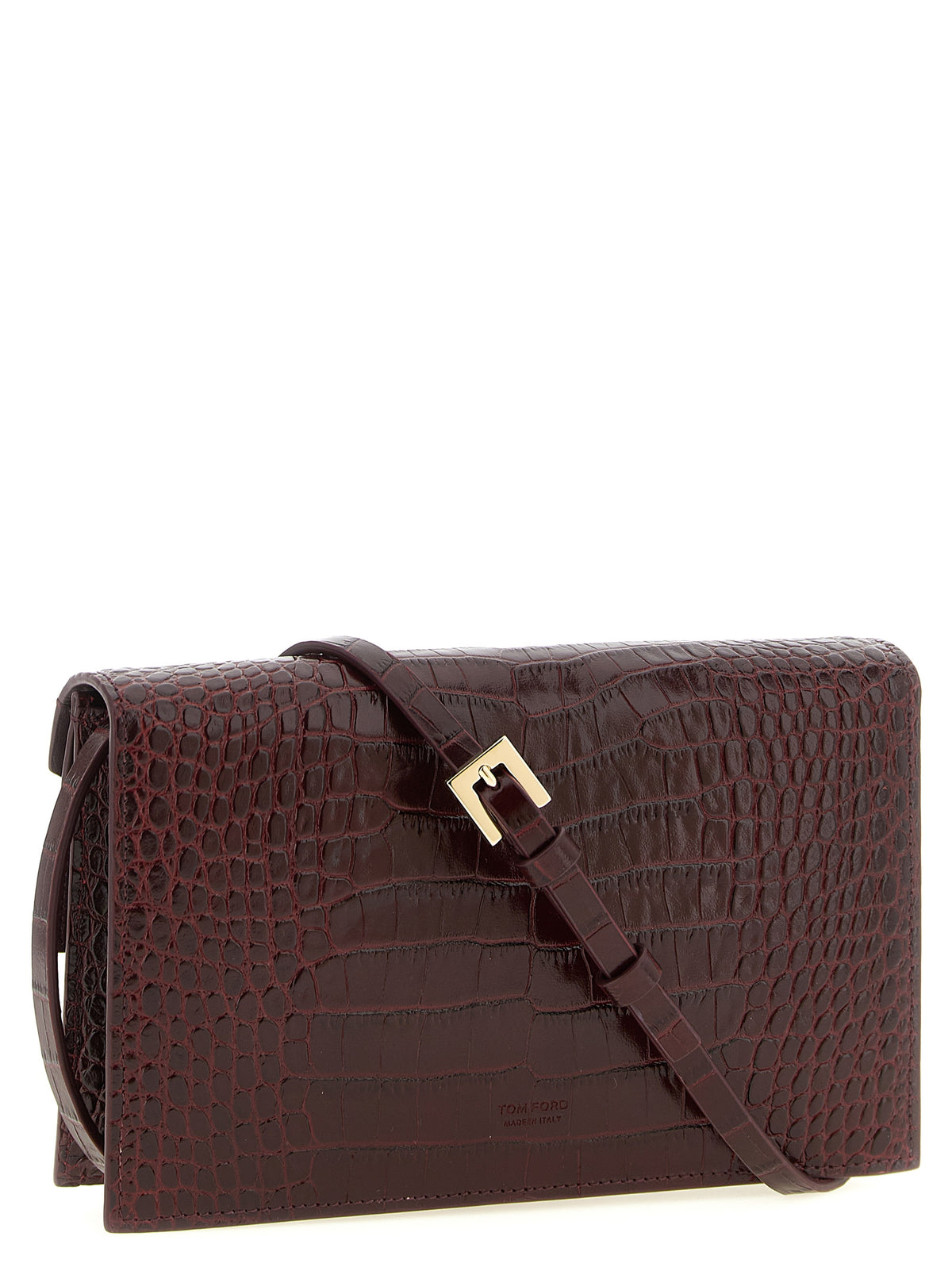 Tom Ford Aube Mini Shoulder Bag - Ruby Red Crocodile-Effect Leather
