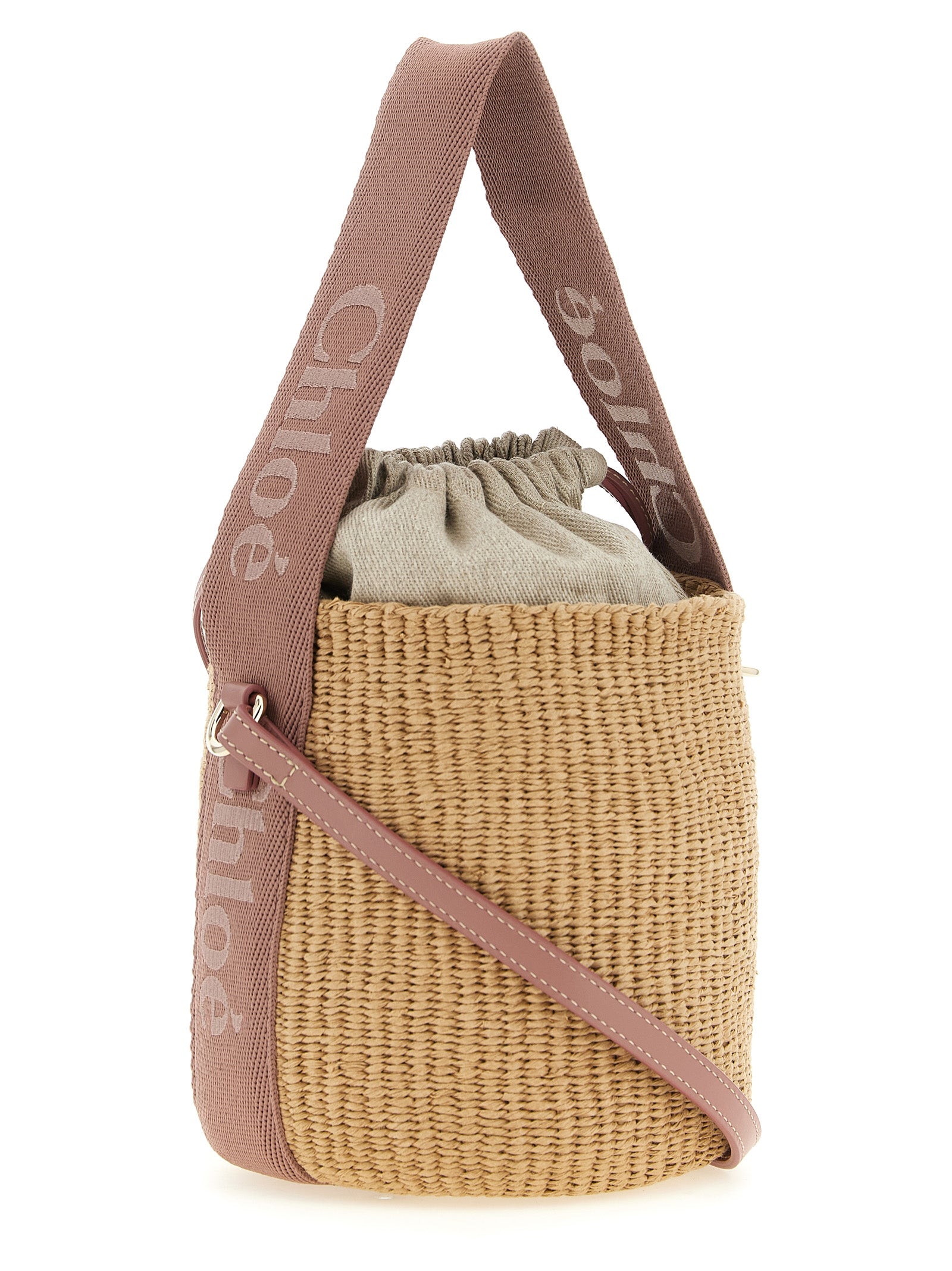 Chloé Woody Small Basket in Natural Fibers - Nougat