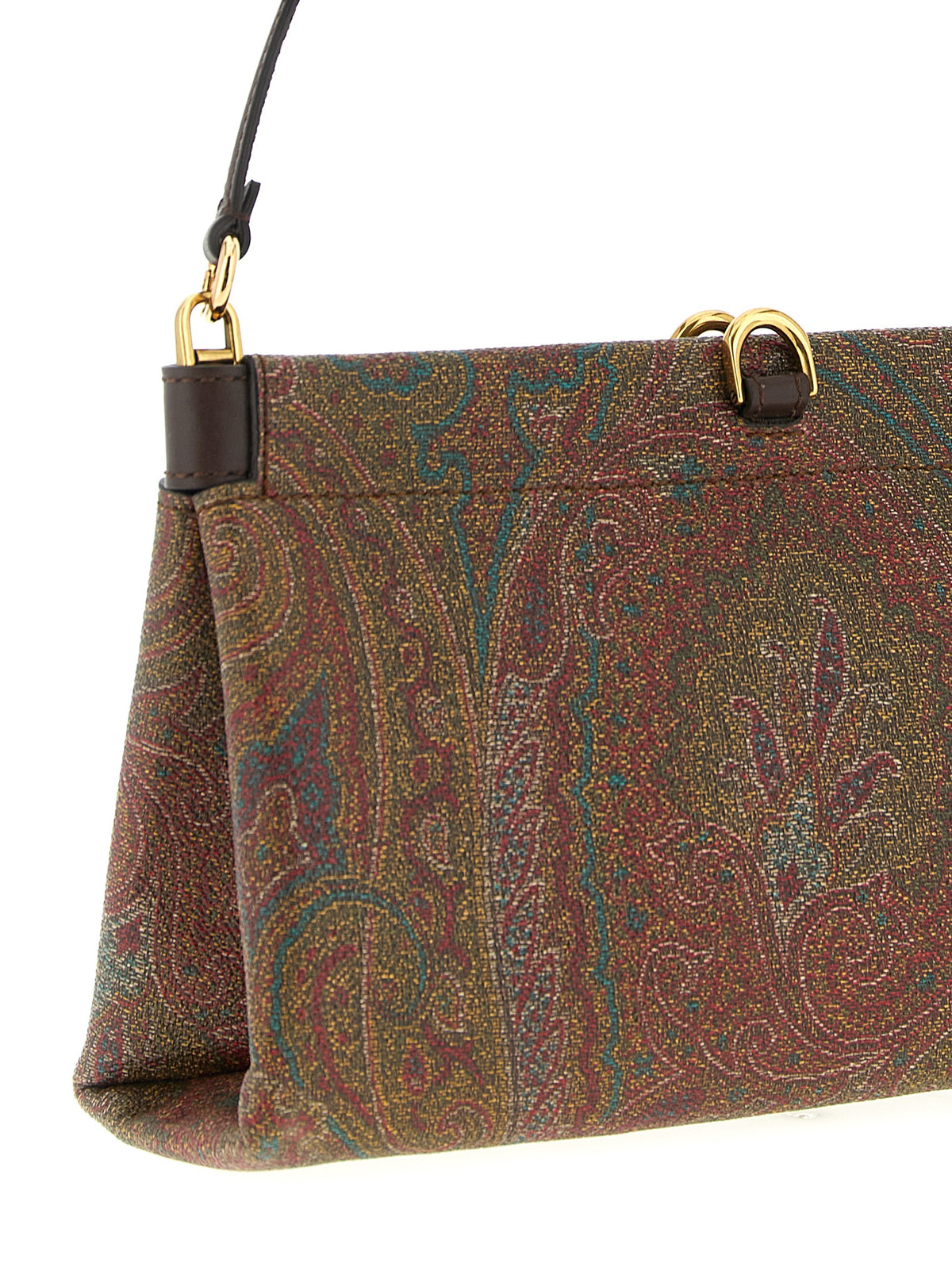Etro Arnica Mini Clutch Talk - Brown Paisley Jacquard Fabric