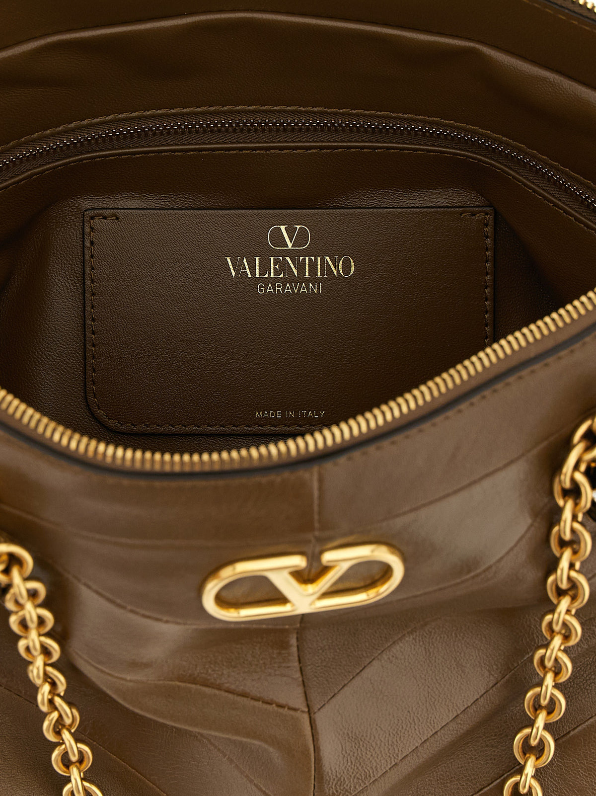 Valentino Garavani Panthea Medium Shoulder Bag Chevron Pattern - Tundra Nappa Leather