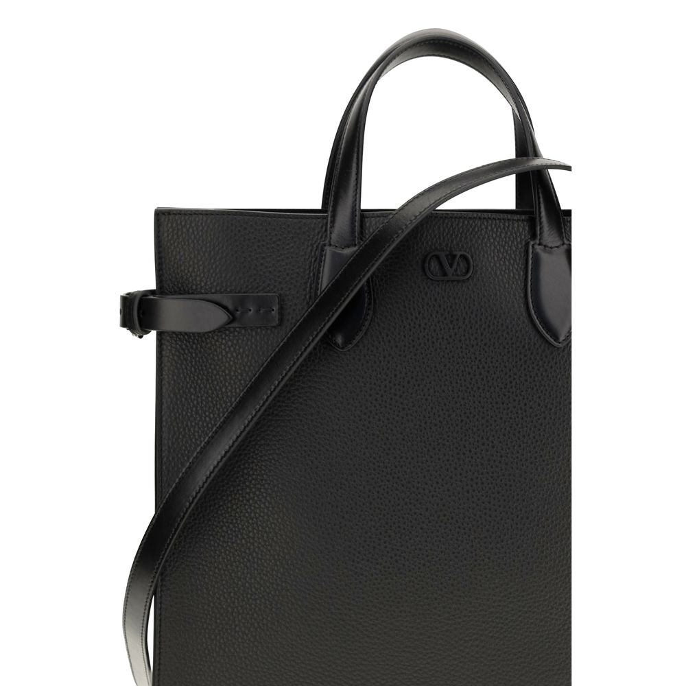 Valentino Garavani Antibes Medium Tote Bag - Black Grained Leather