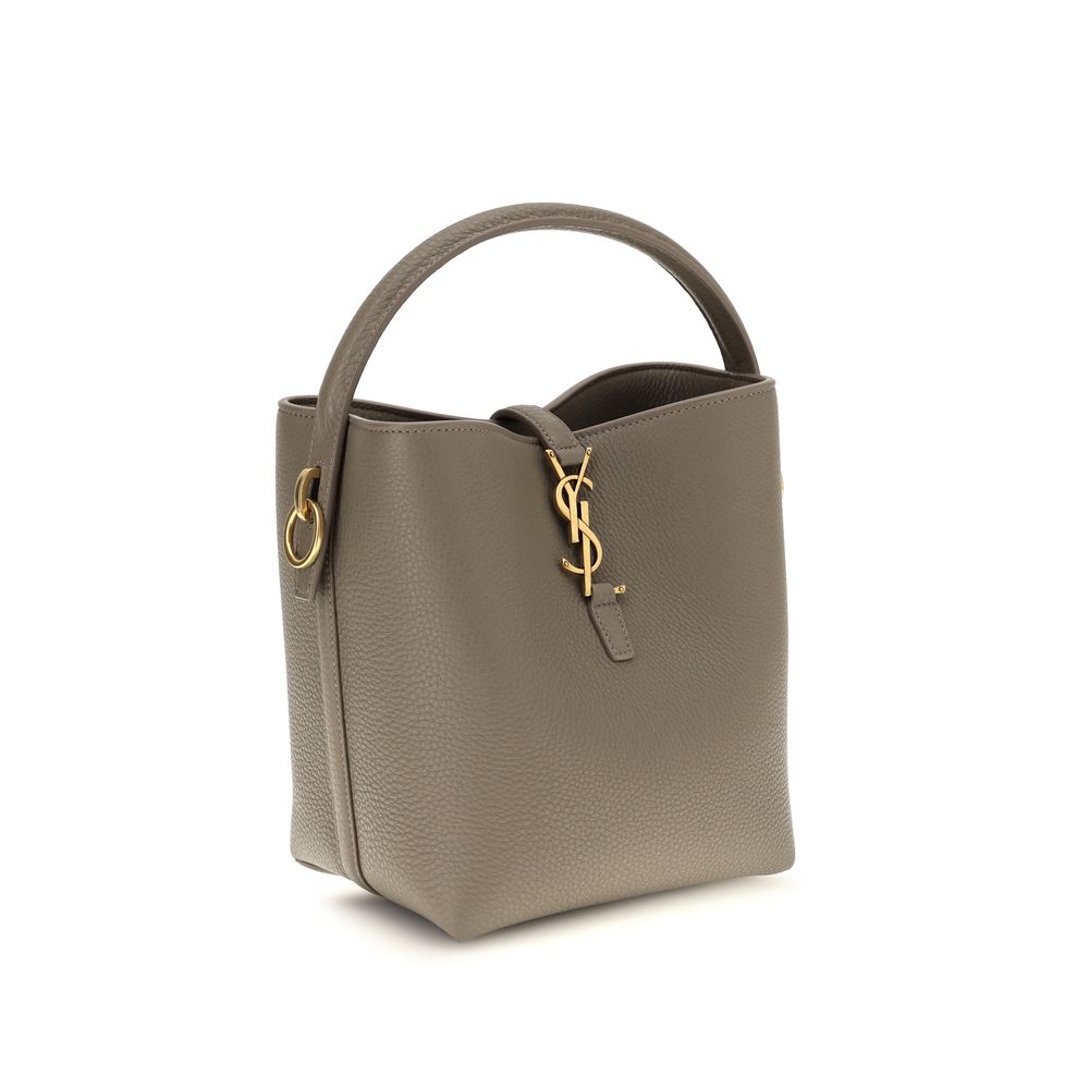 Saint Laurent Le 37 Bucket Bag - Taupe Grey Grained Leather