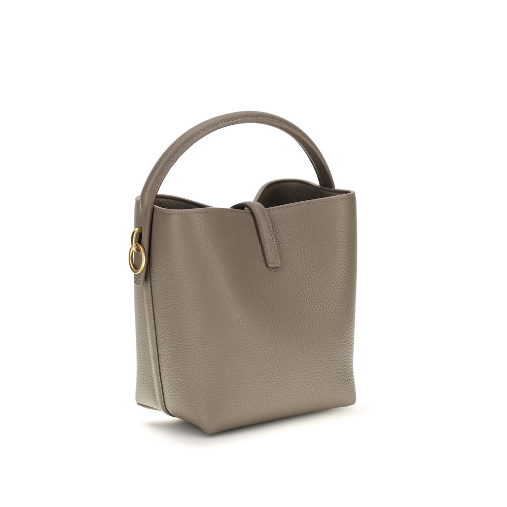 Saint Laurent Le 37 Bucket Bag - Taupe Grey Grained Leather