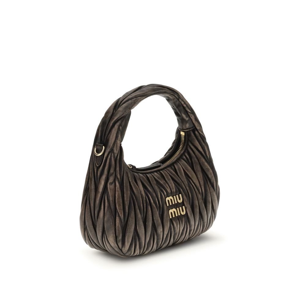 Miu Miu Wander Matelassé Nappa Leather Bag - Coffee