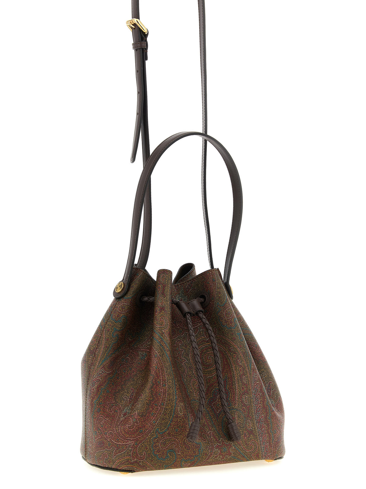 Etro Arnica Small Bucket Bag - Brown Paisley Jacquard Fabric