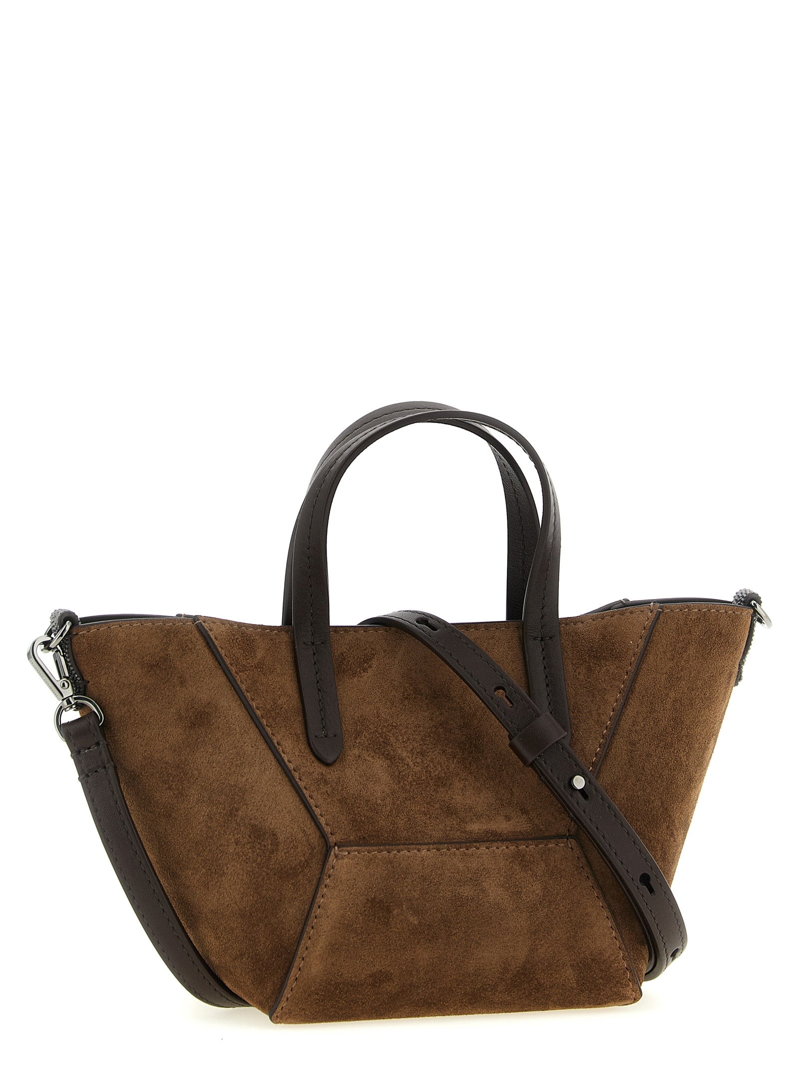 Brunello Cucinelli BC Duo Mini Suede Bag – Brown Suede with Monili Detail