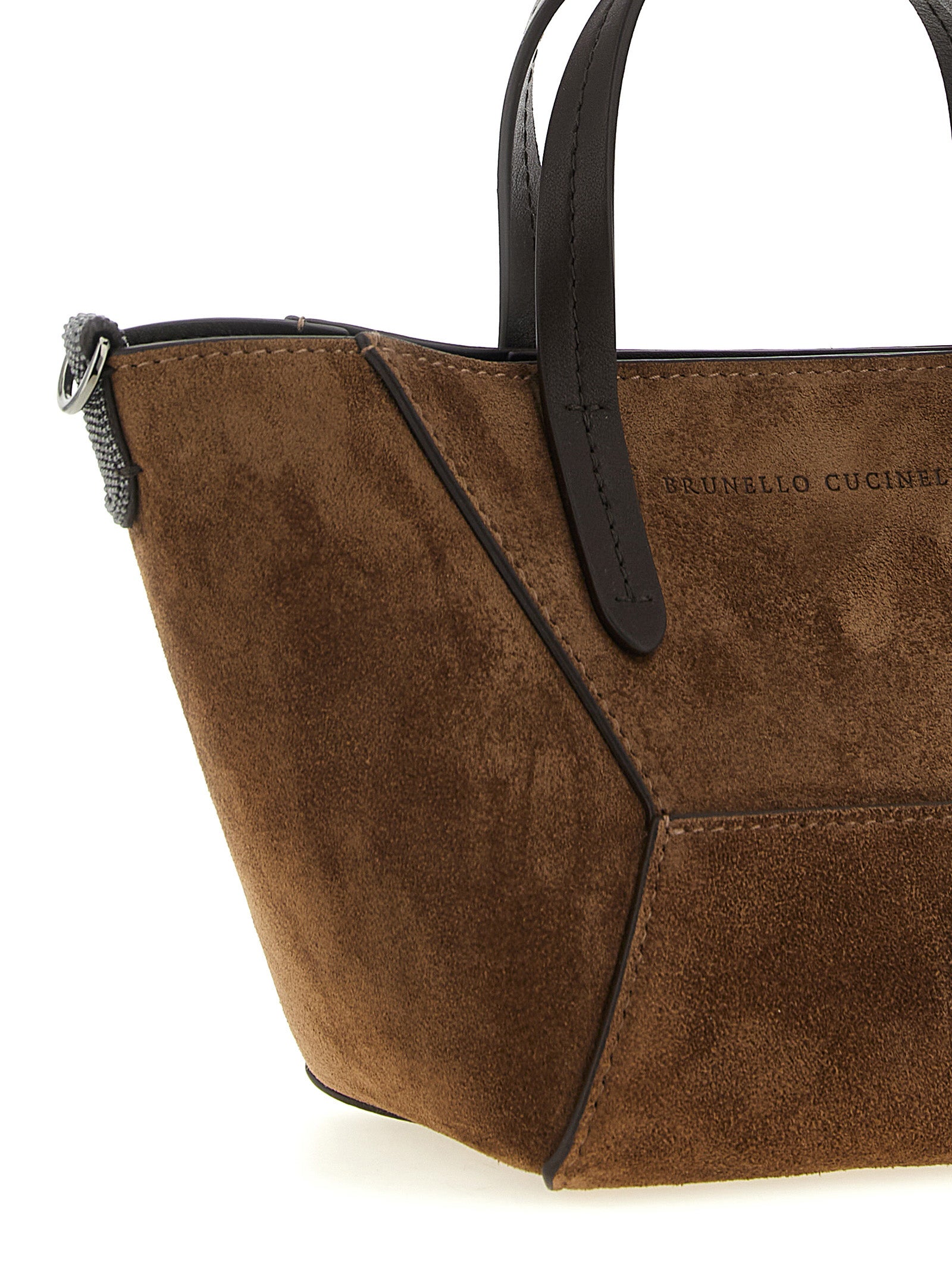 Brunello Cucinelli BC Duo Mini Suede Bag – Brown Suede with Monili Detail