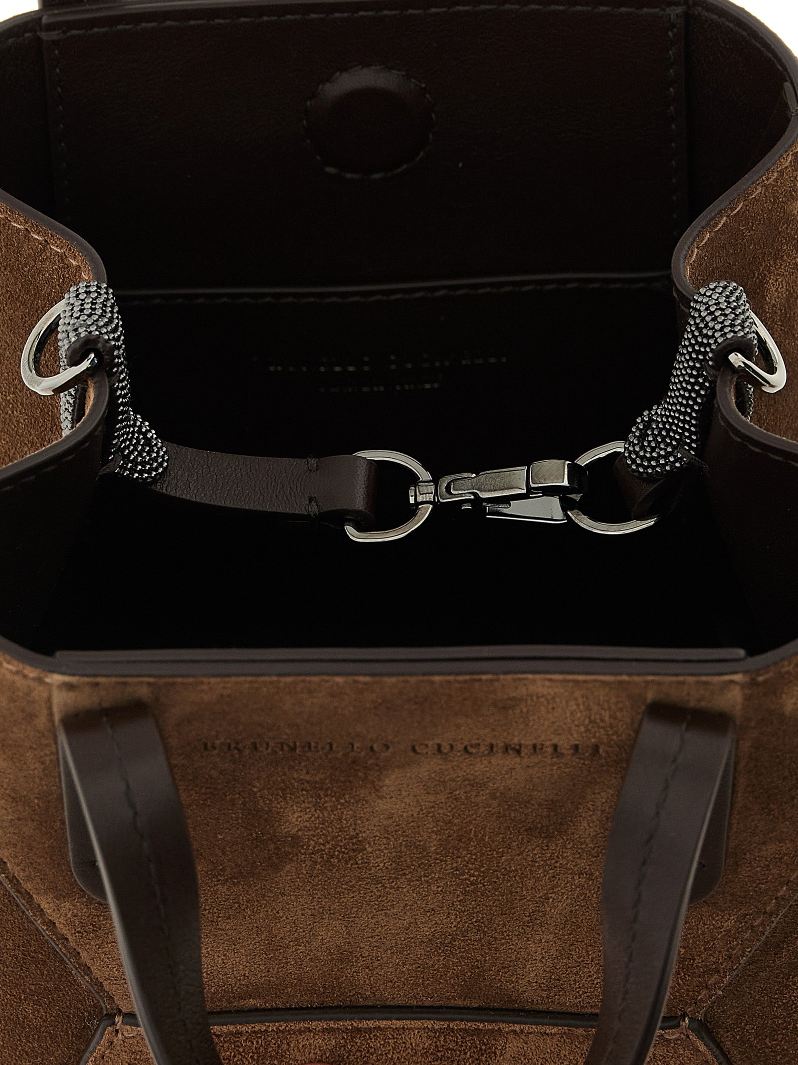 Brunello Cucinelli BC Duo Mini Suede Bag – Brown Suede with Monili Detail