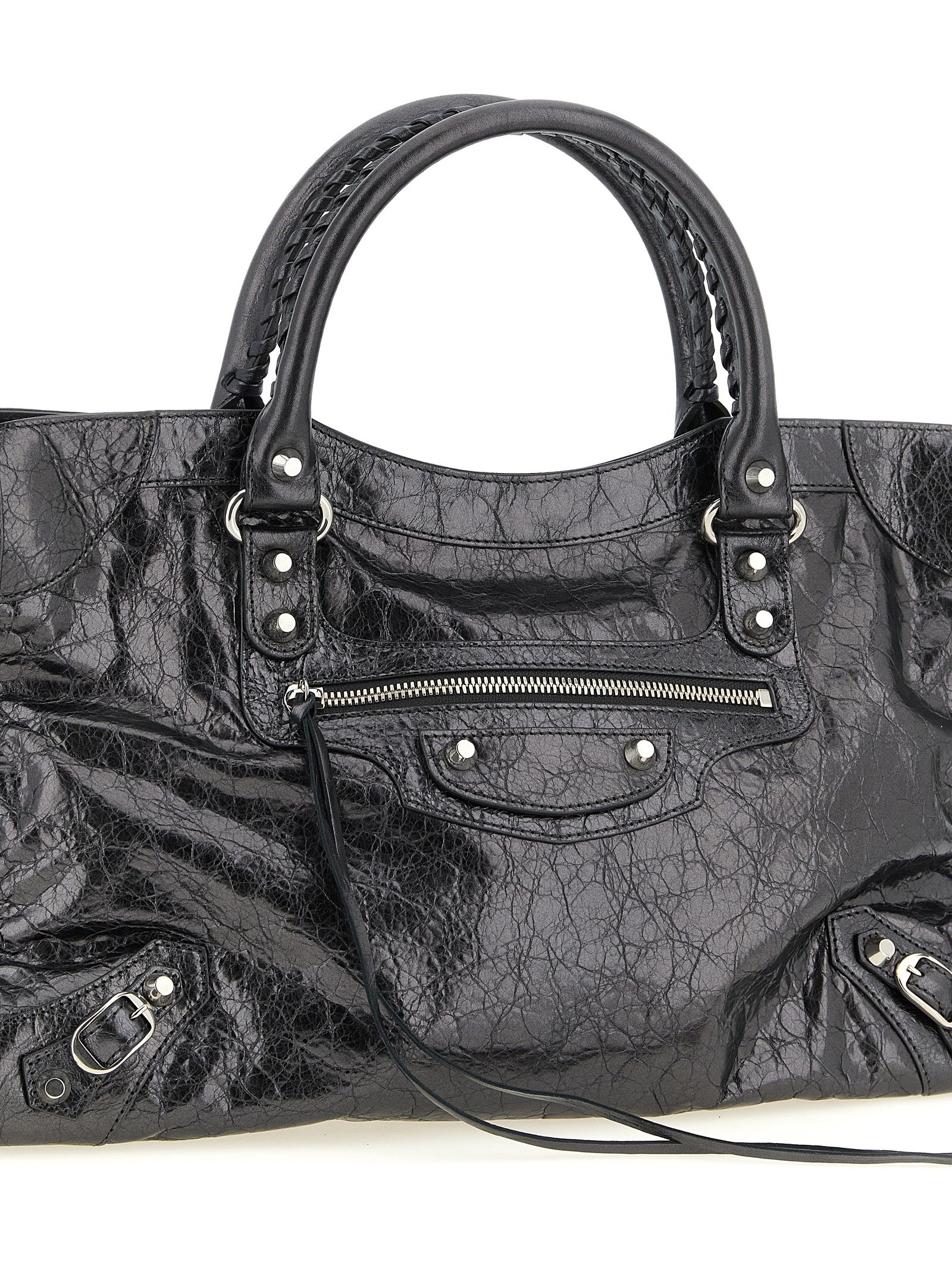 Balenciaga Le City Bag Medium - Steel Gray Arena Lambskin with Shiny Silver Hardware