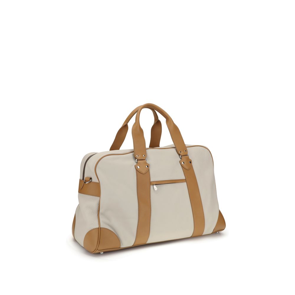 Brunello Cucinelli Grained Calfskin and Cowhide Street Bag - Ivory