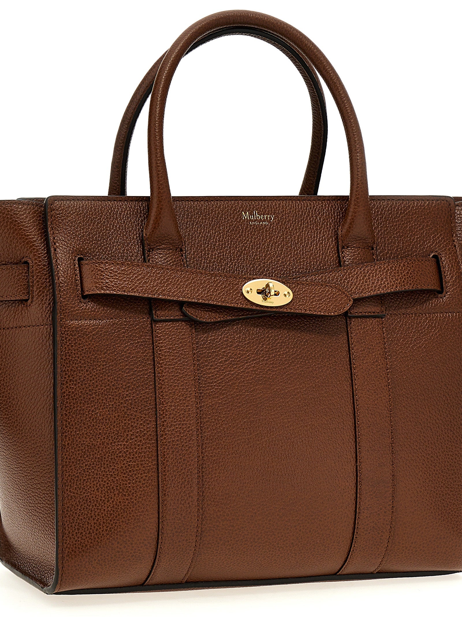 Mulberry Small Zipped Bayswater Tote Bag - Oak Two-Tone Classic Grain