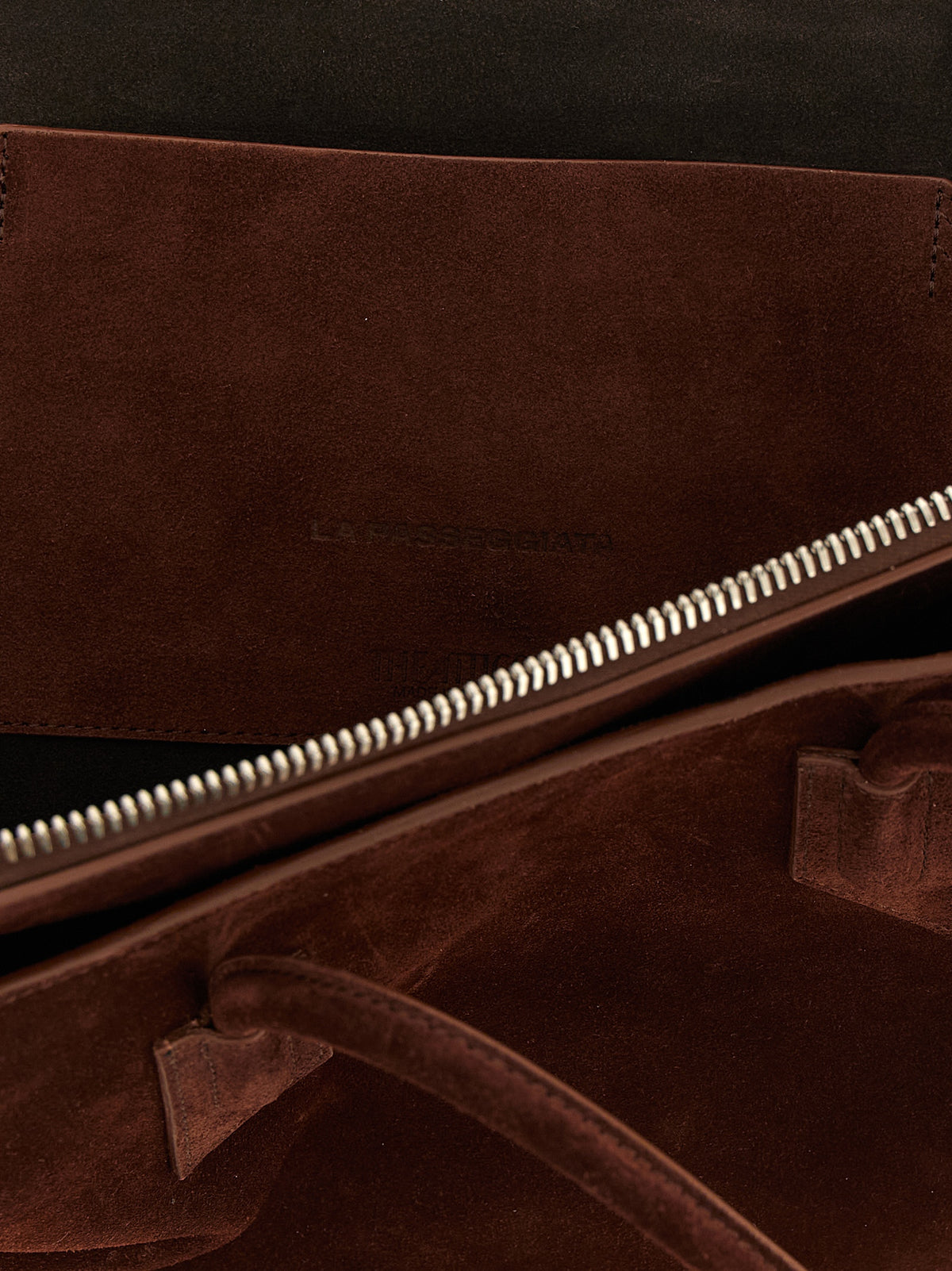 The Attico La Passeggiata Medium Top Handle - Chocolate Brown Suede
