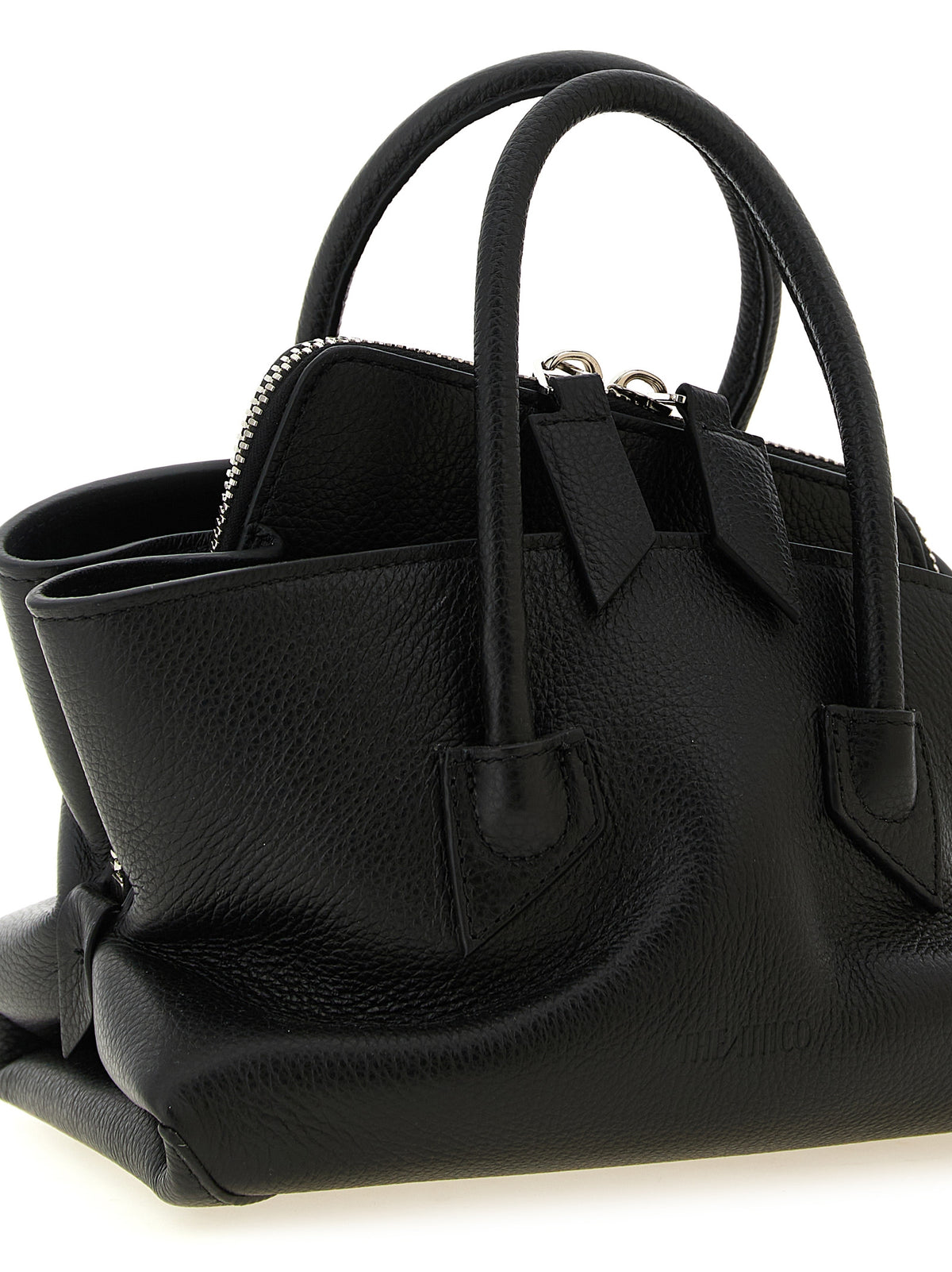 The Attico La Passeggiata Mini Top Handle - Black Grained Leather