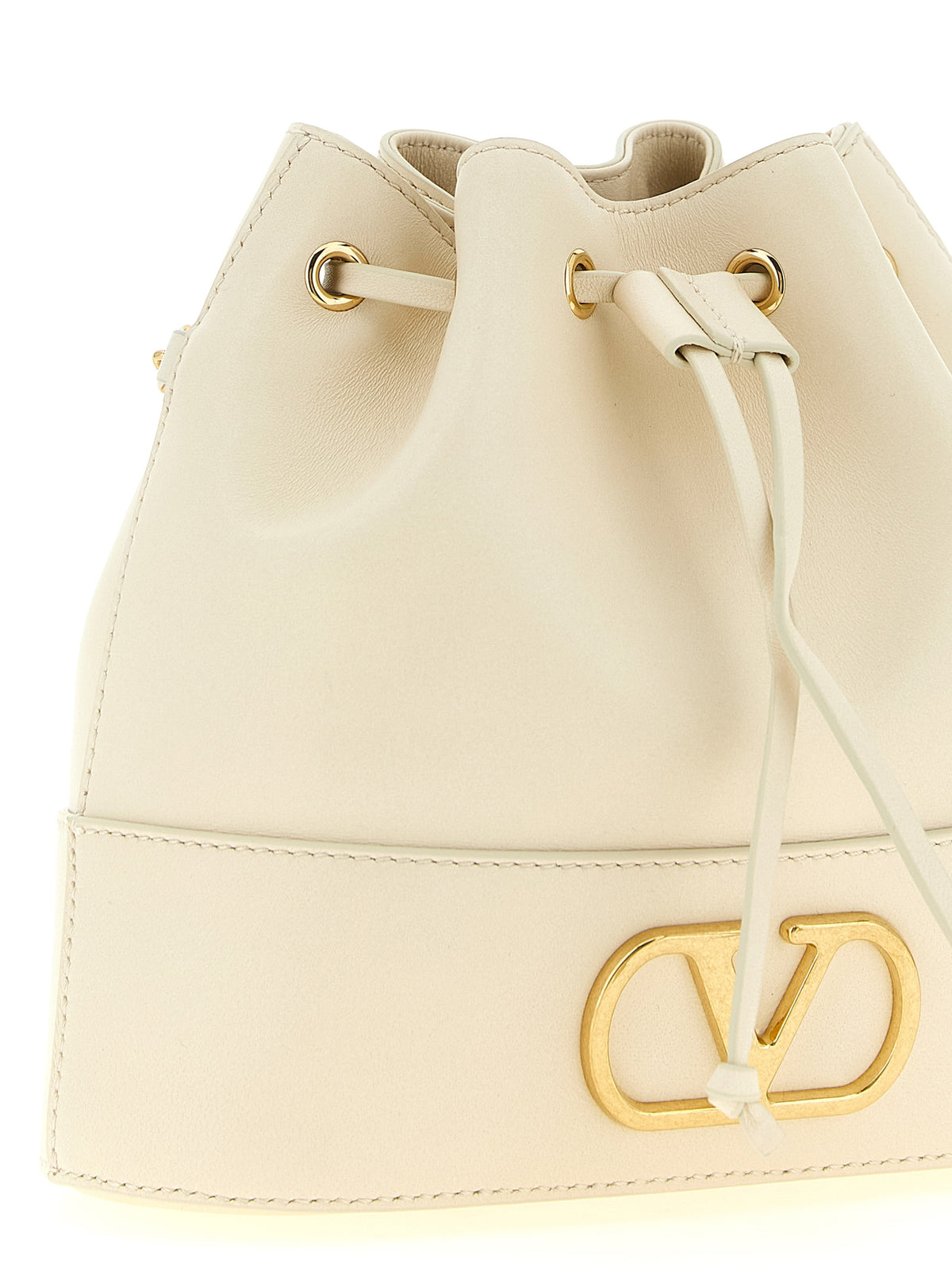 Valentino Garavani VLogo Signature Mini Bucket Bag - Light Ivory Nappa Leather